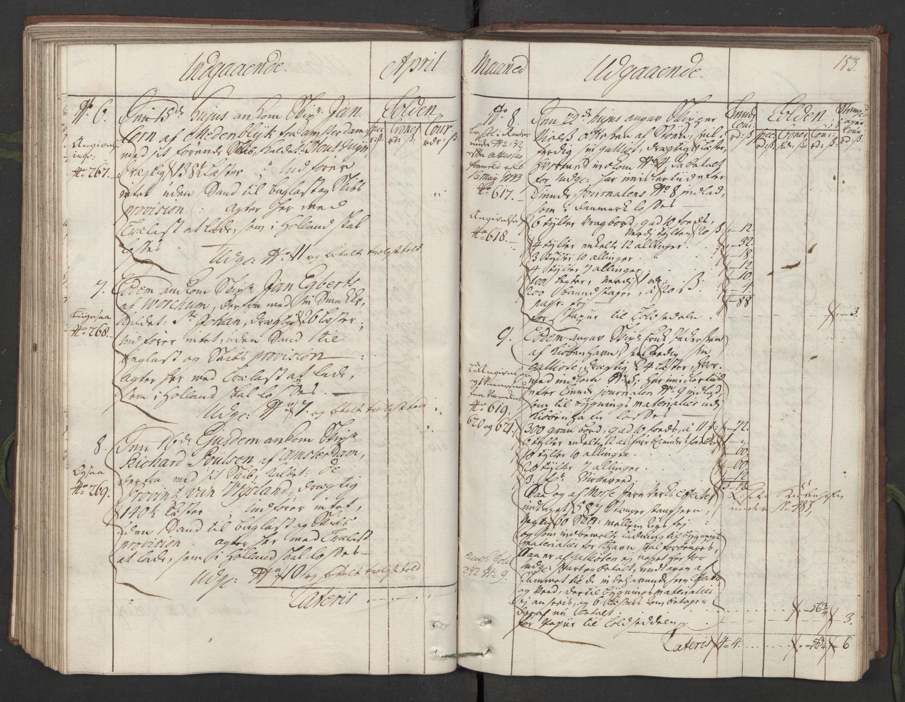 Generaltollkammeret, tollregnskaper, AV/RA-EA-5490/R05/L0014/0001: Tollregnskaper Moss, Son, Krokstad / Hovedtollbok, 1733, p. 152b-153a