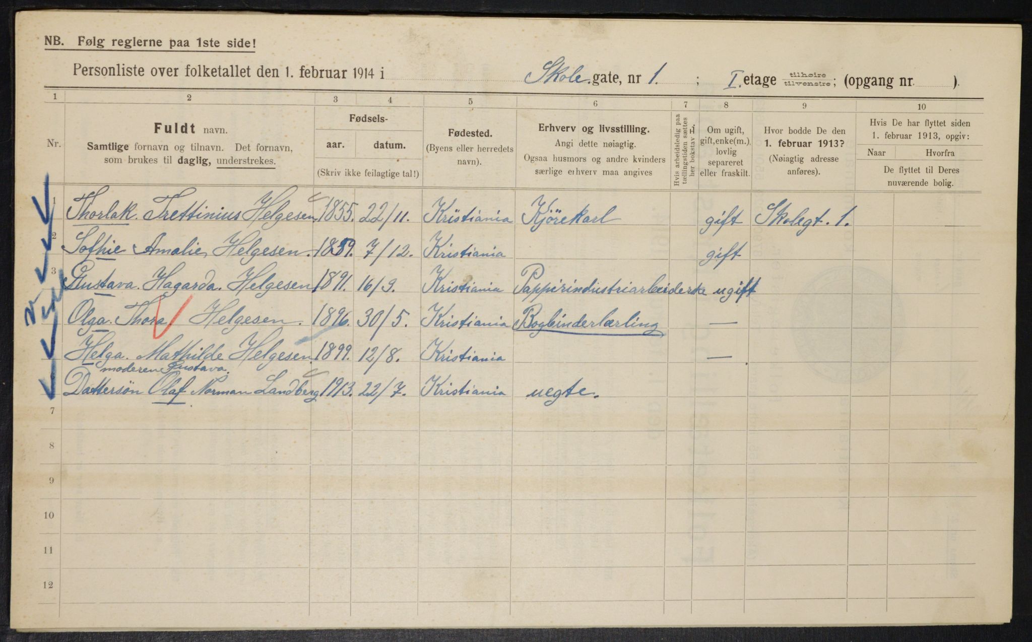 OBA, Municipal Census 1914 for Kristiania, 1914, p. 96053