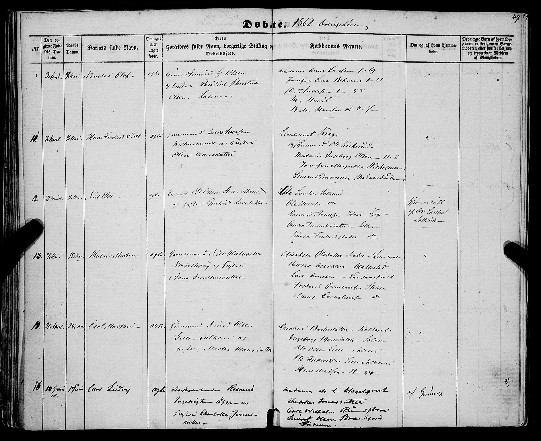 St. Jørgens hospital og Årstad sokneprestembete, SAB/A-99934: Parish register (official) no. A 5, 1857-1869, p. 47
