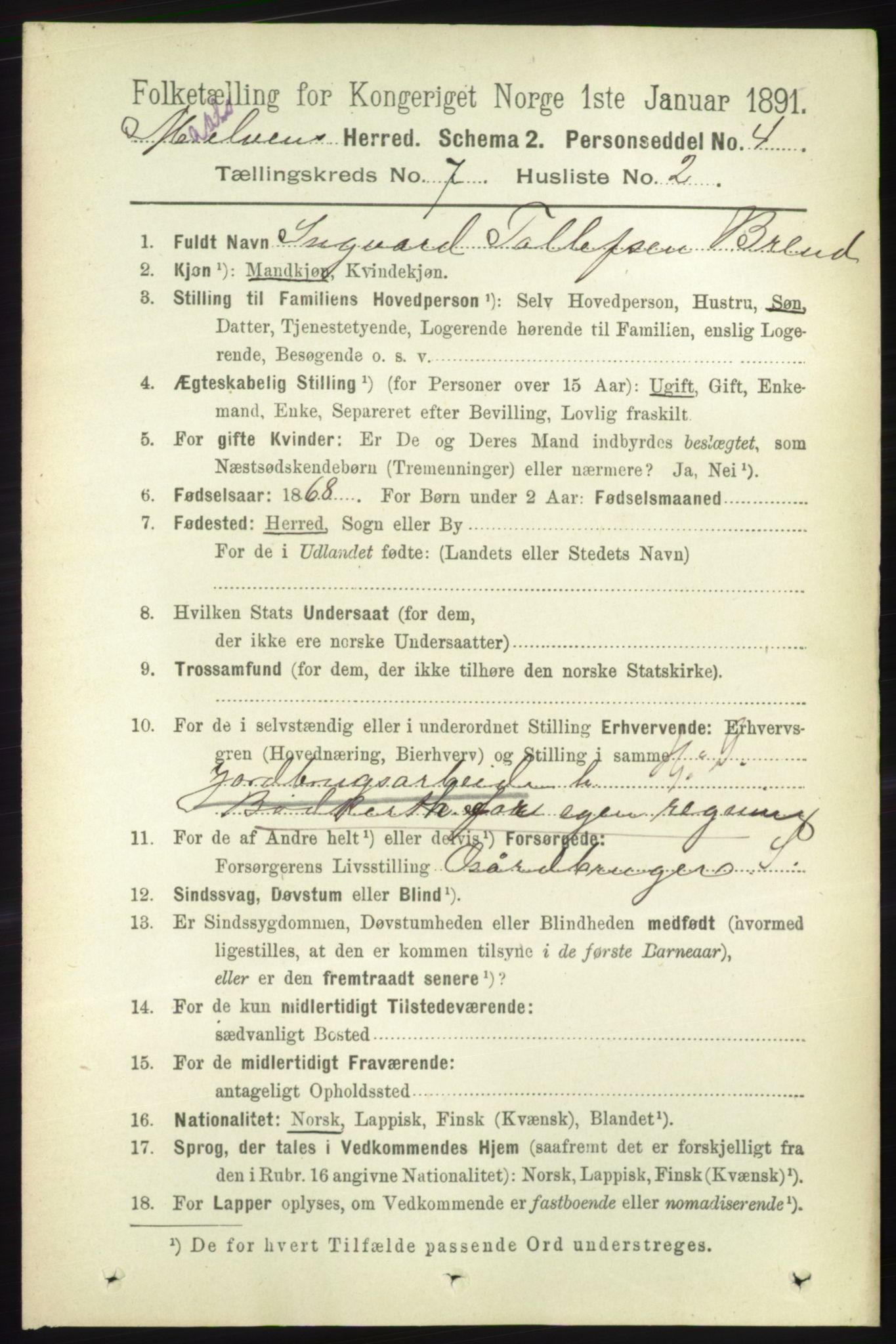 RA, 1891 census for 1924 Målselv, 1891, p. 2222