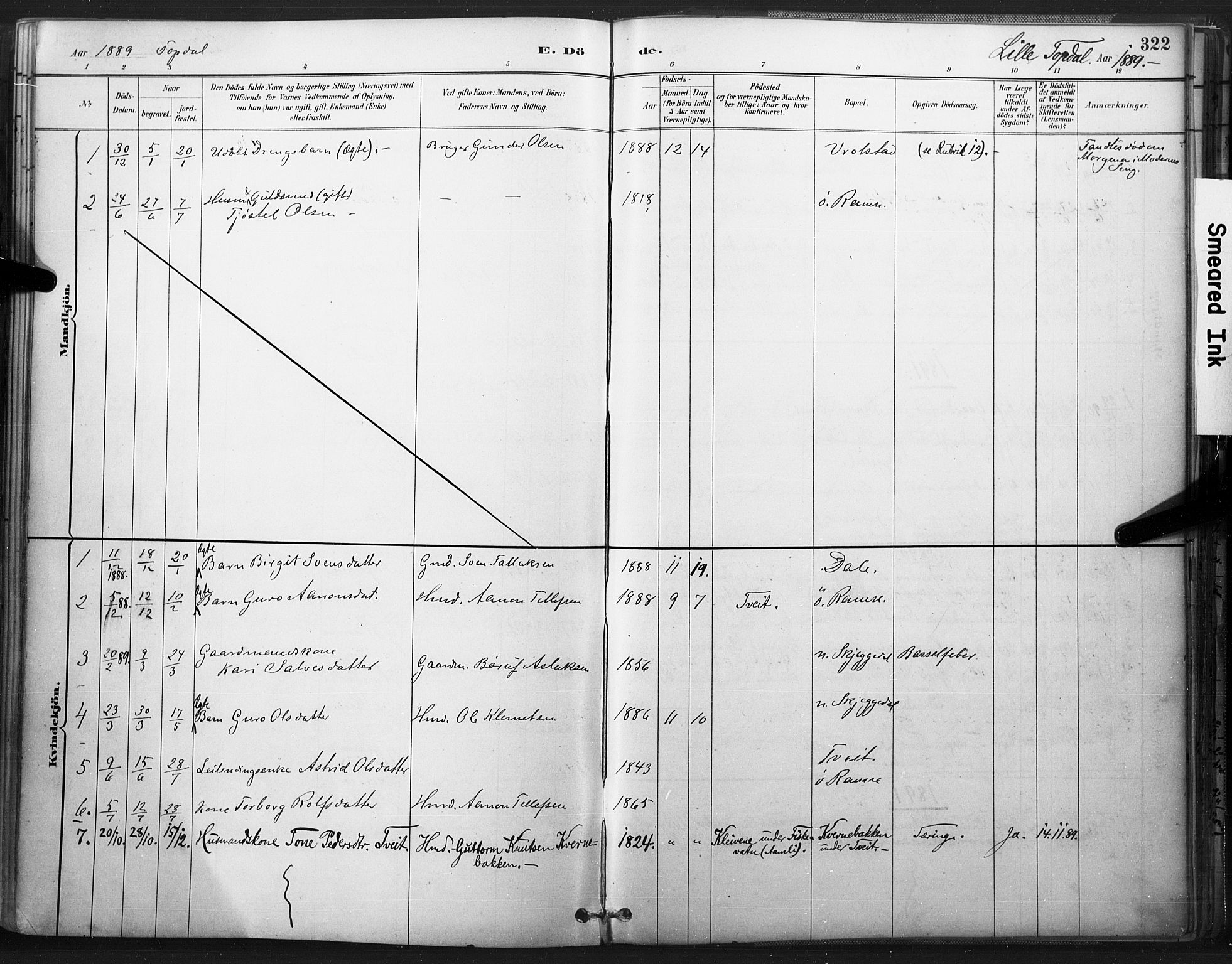 Åmli sokneprestkontor, SAK/1111-0050/F/Fa/Fac/L0010: Parish register (official) no. A 10 /3, 1885-1899, p. 322