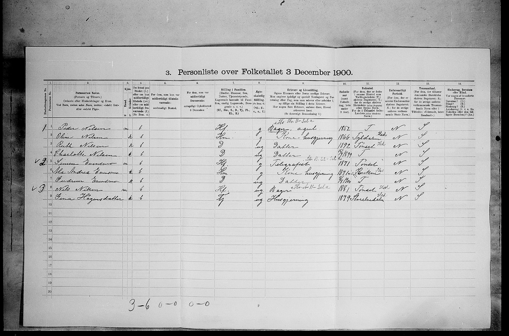 SAH, 1900 census for Lille Elvedalen, 1900, p. 320