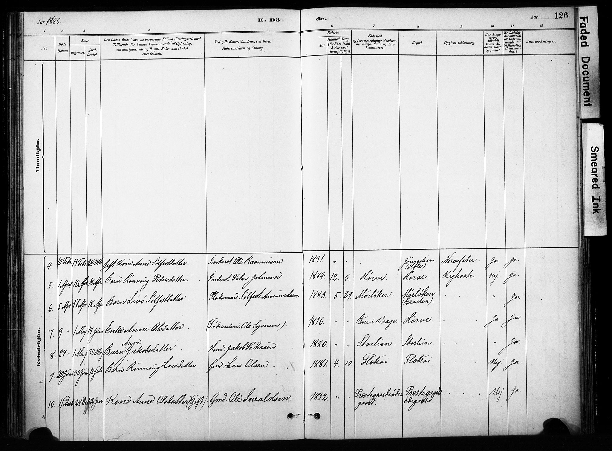 Skjåk prestekontor, AV/SAH-PREST-072/H/Ha/Haa/L0004: Parish register (official) no. 4, 1880-1904, p. 126