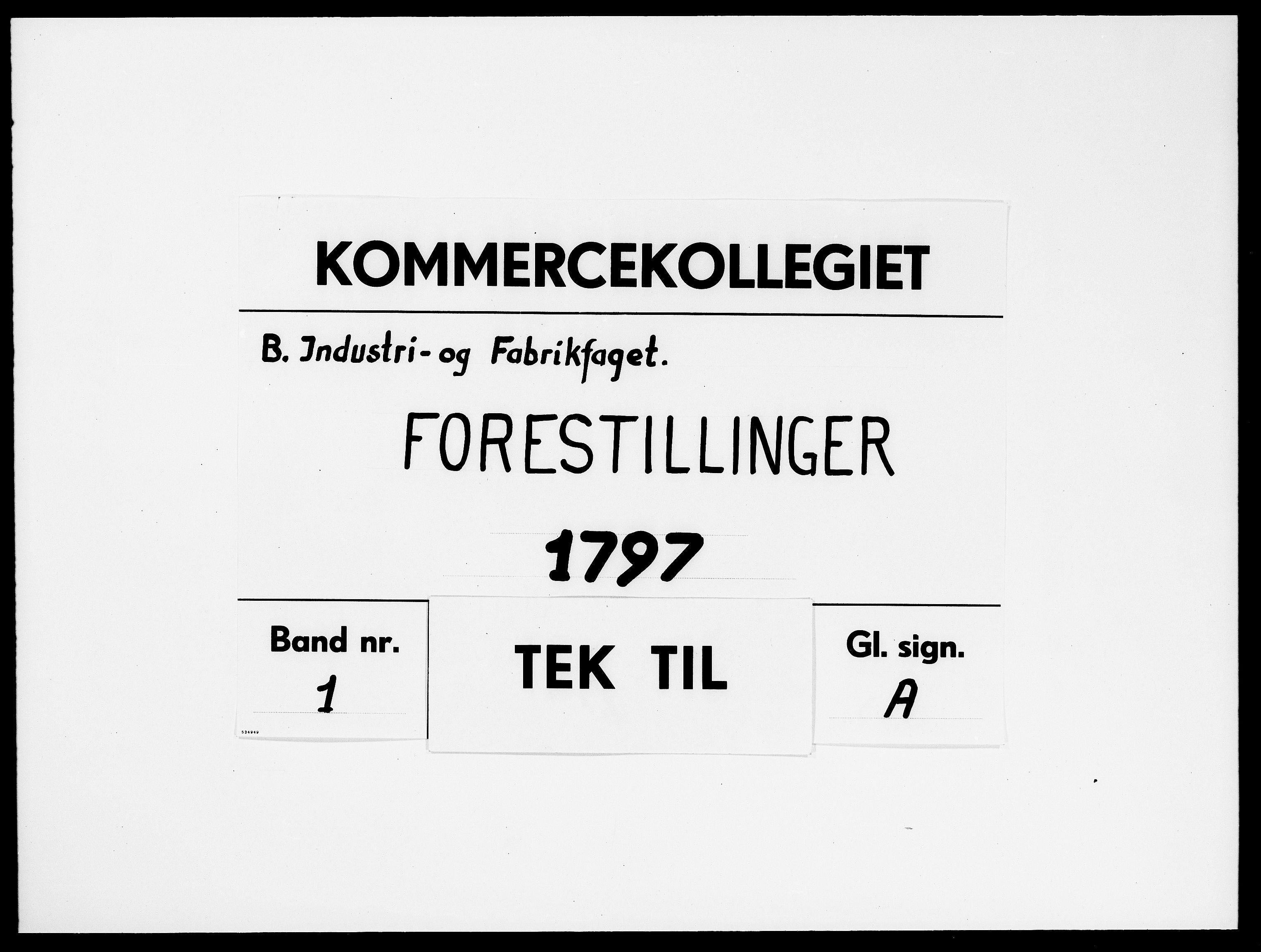 Kommercekollegiet, Industri- og Fabriksfaget, DRA/A-0004/-/1337: Forestillinger, 1797