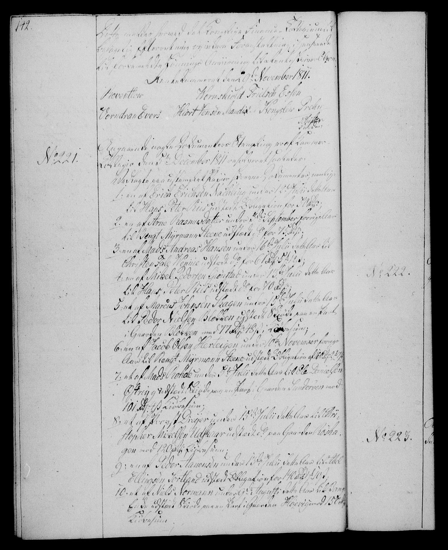 Rentekammeret, Kammerkanselliet, AV/RA-EA-3111/G/Gg/Gga/L0020: Norsk ekspedisjonsprotokoll med register (merket RK 53.20), 1811-1814, p. 142