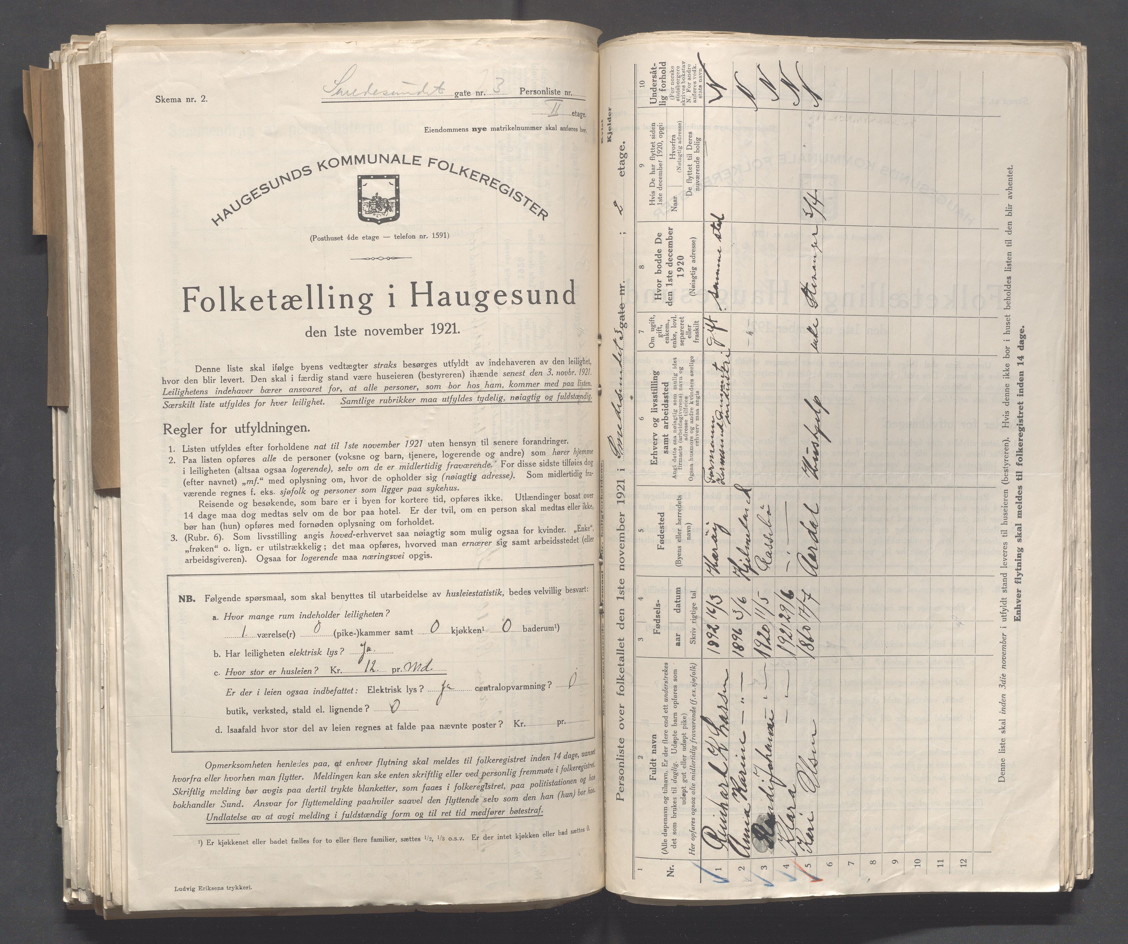 IKAR, Local census 1.11.1921 for Haugesund, 1921, p. 4163