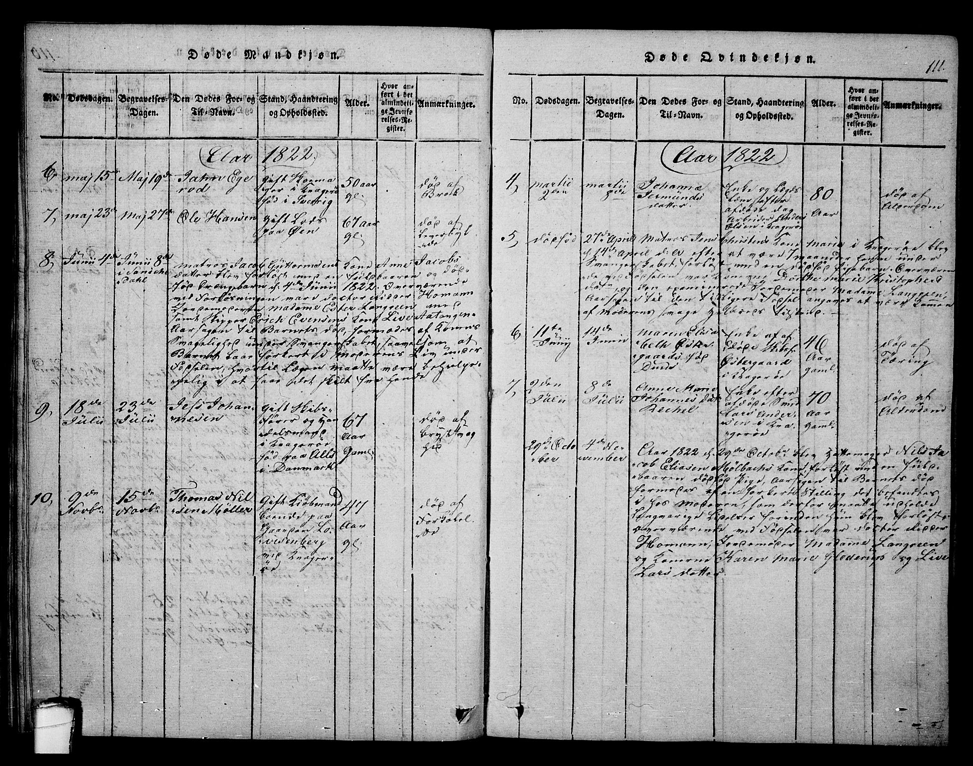 Kragerø kirkebøker, SAKO/A-278/F/Fa/L0004: Parish register (official) no. 4, 1814-1831, p. 111