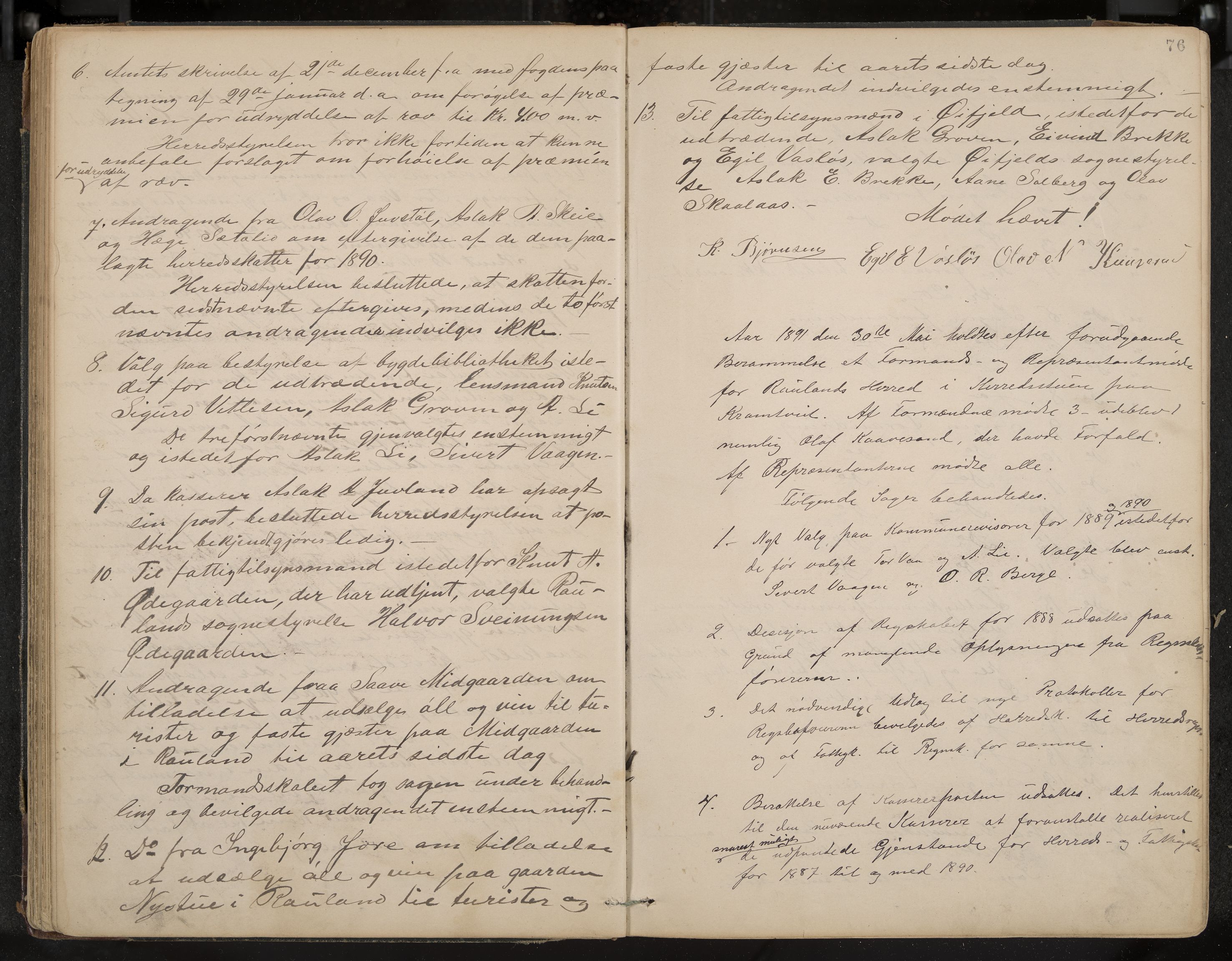 Rauland formannskap og sentraladministrasjon, IKAK/0835021/A/Aa/L0002: Møtebok, 1884-1908, p. 76