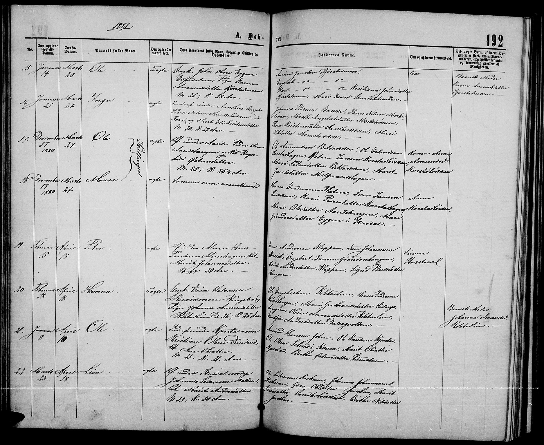 Sør-Fron prestekontor, AV/SAH-PREST-010/H/Ha/Hab/L0002: Parish register (copy) no. 2, 1864-1883, p. 192