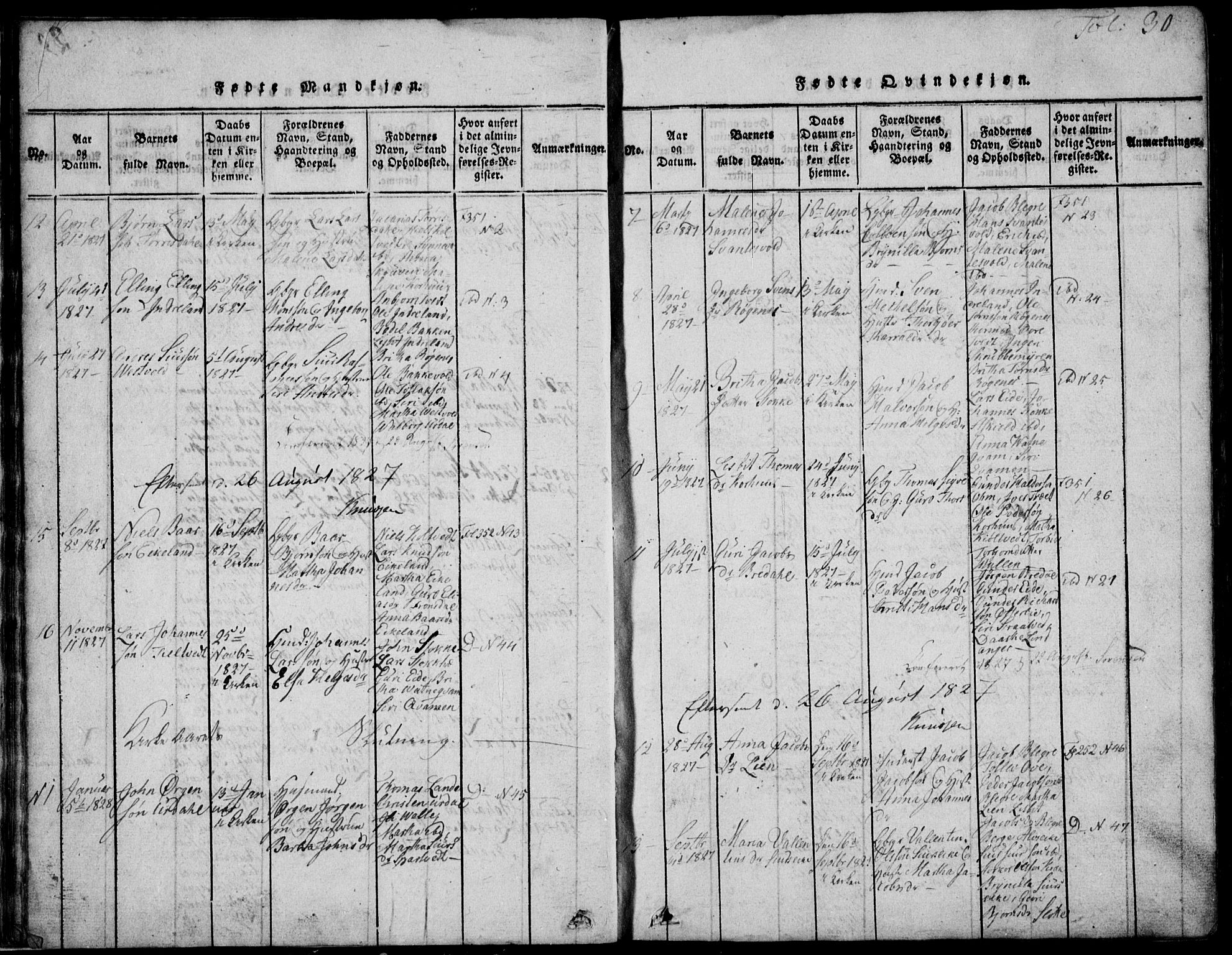 Skjold sokneprestkontor, AV/SAST-A-101847/H/Ha/Hab/L0002: Parish register (copy) no. B 2 /2, 1815-1830, p. 30