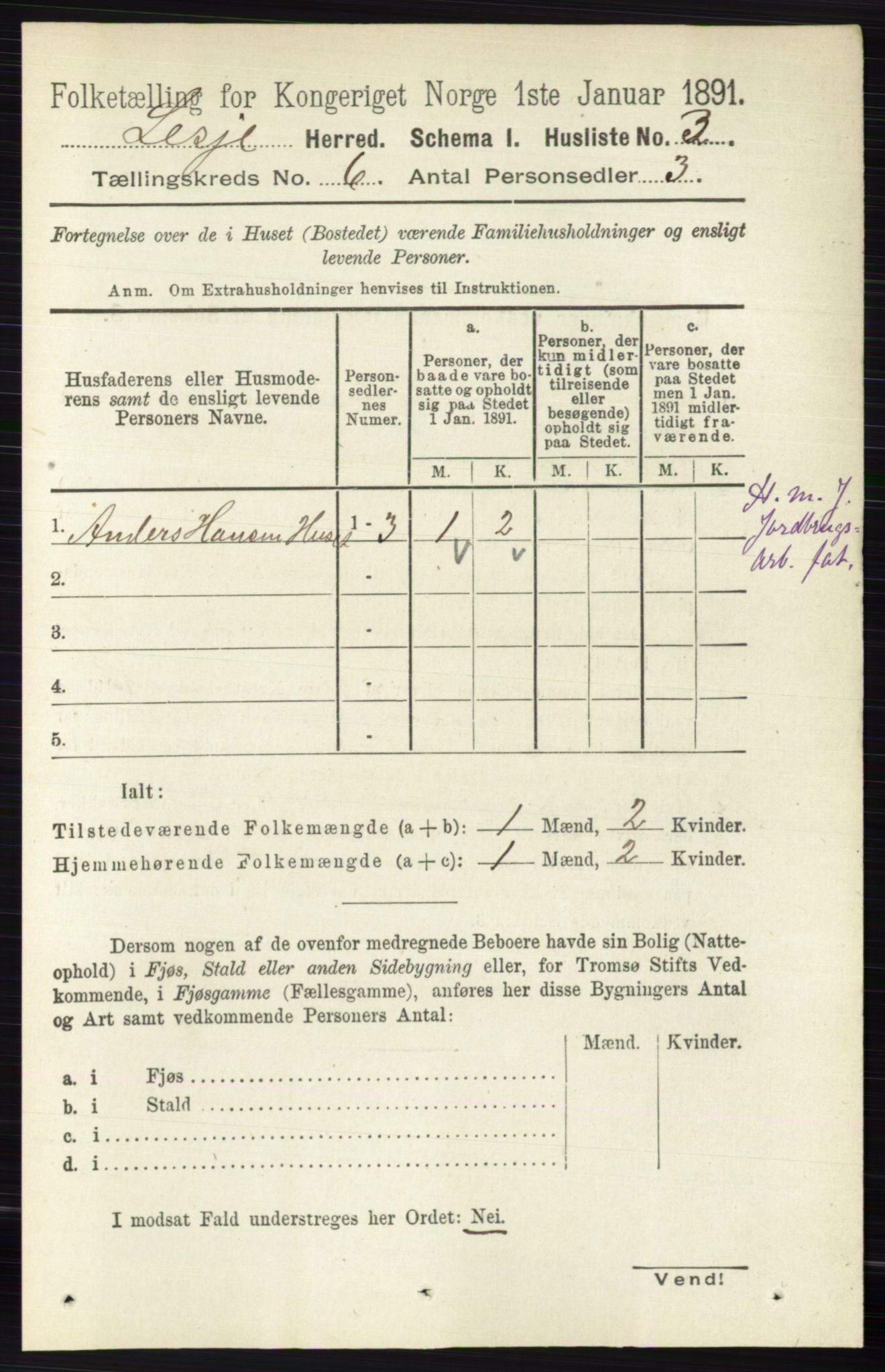 RA, 1891 census for 0512 Lesja, 1891, p. 2090