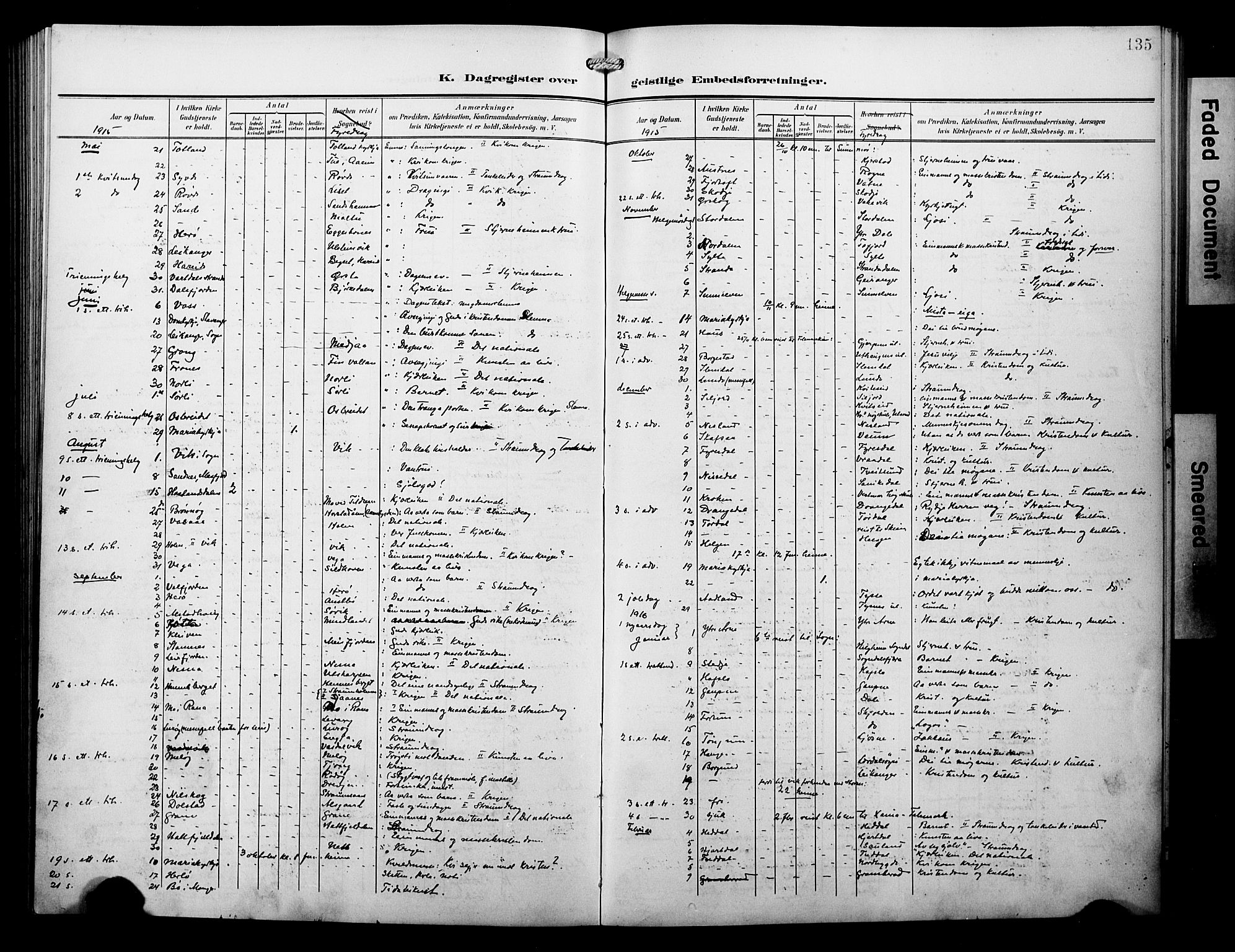 Arkivreferanse mangler*, SAB/-: Parish register (official) no. A 1, 1907-1928, p. 135