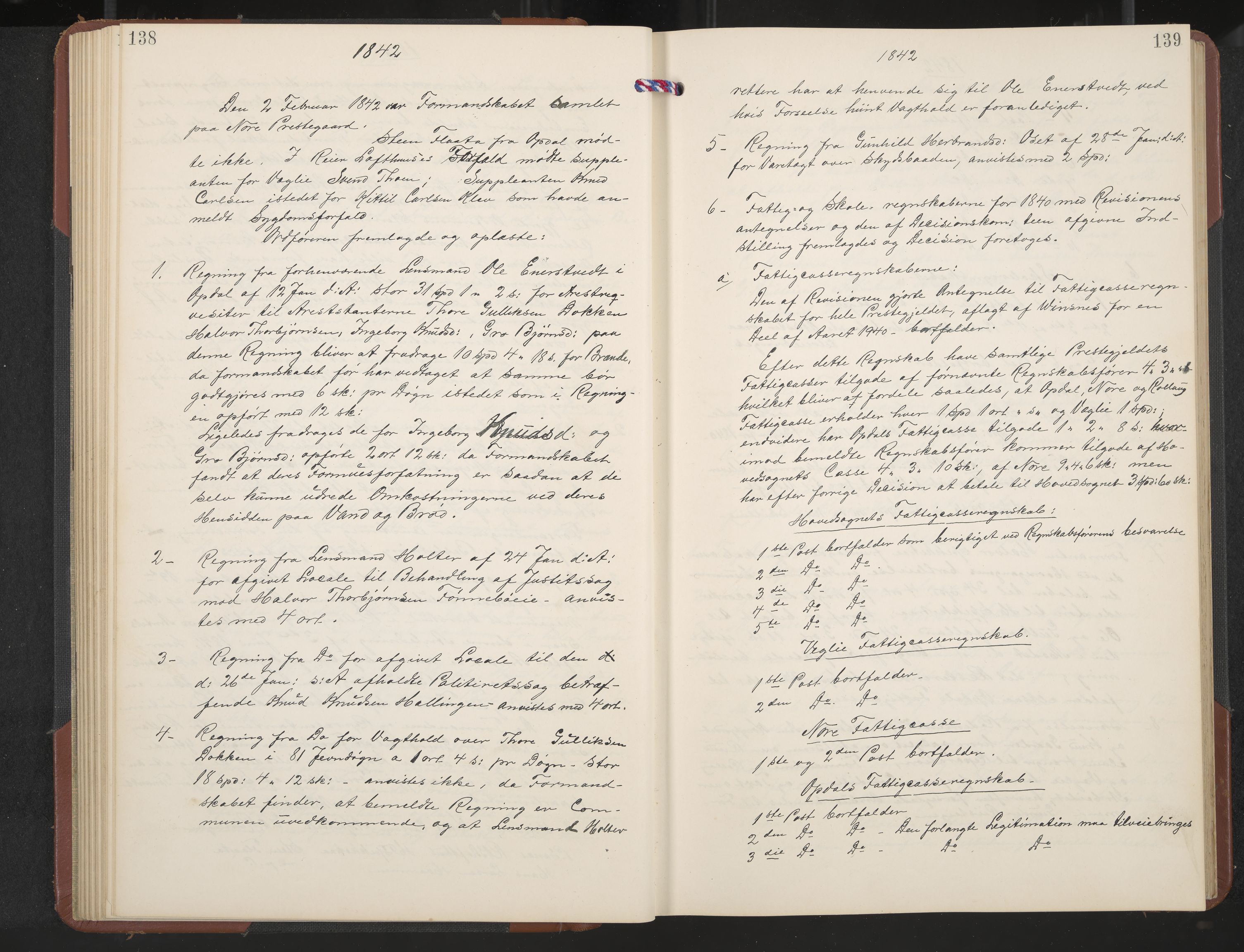 Rollag formannskap og sentraladministrasjon, IKAK/0632021-2/A/Aa/L0001: Møtebok med register, 1837-1859, p. 138-139