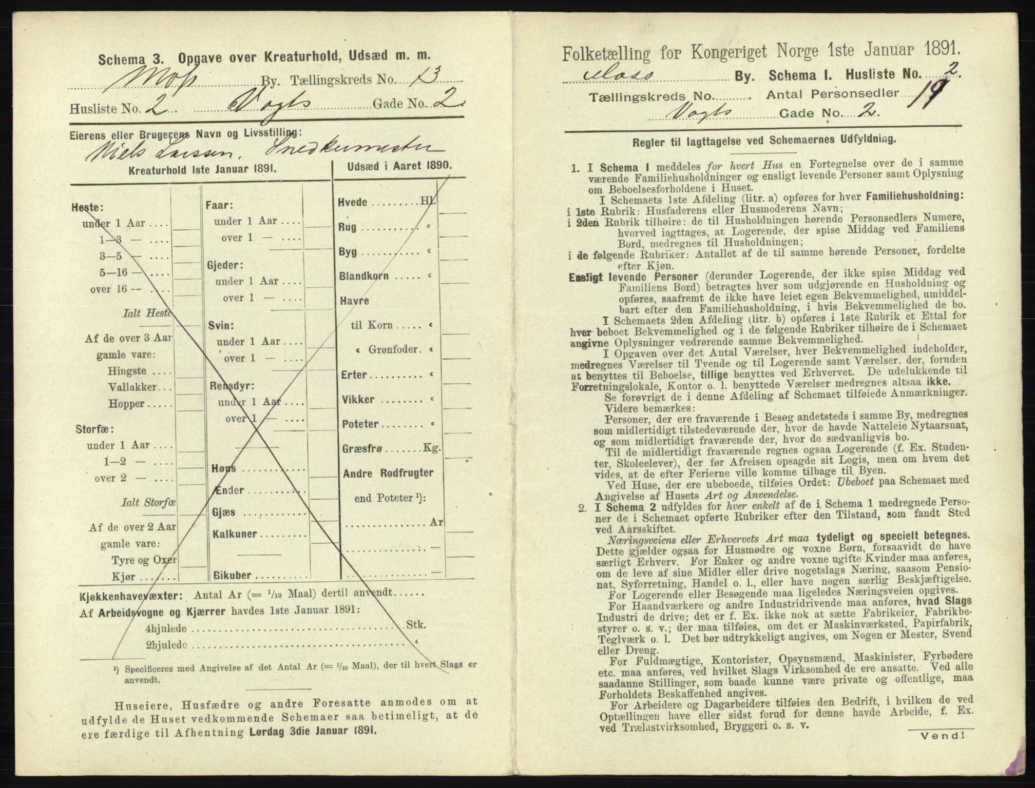 RA, 1891 census for 0104 Moss, 1891, p. 850