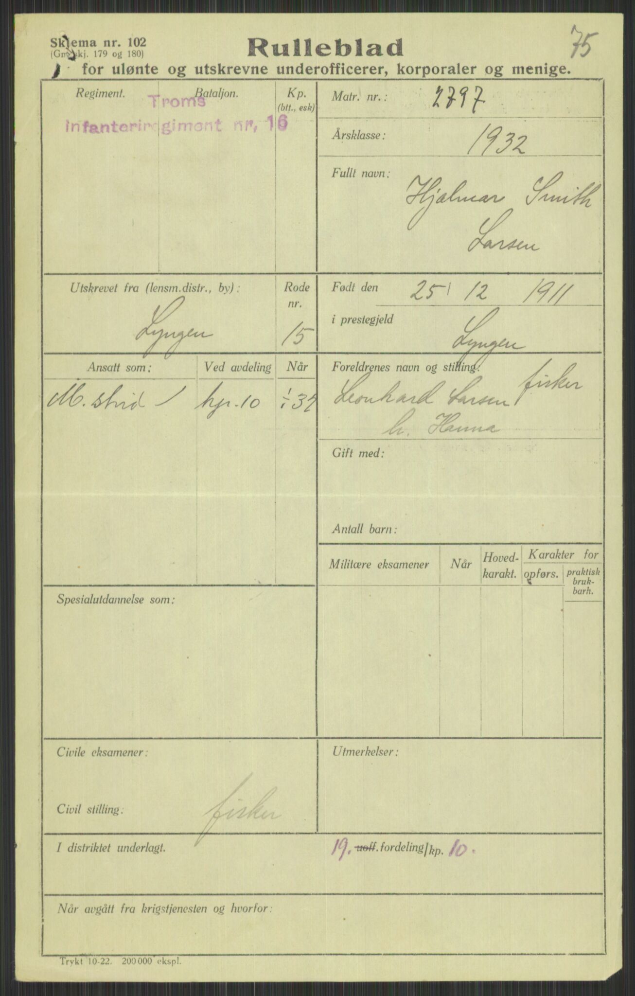 Forsvaret, Troms infanteriregiment nr. 16, AV/RA-RAFA-3146/P/Pa/L0016: Rulleblad for regimentets menige mannskaper, årsklasse 1932, 1932, p. 943