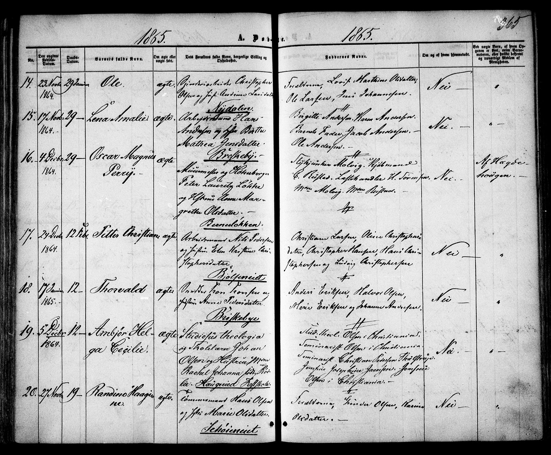 Vestre Aker prestekontor Kirkebøker, AV/SAO-A-10025/F/Fa/L0003: Parish register (official) no. 3, 1857-1868, p. 365