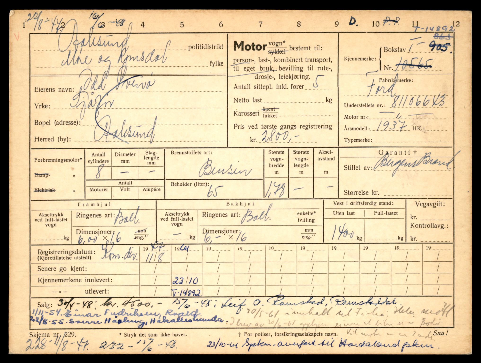 Møre og Romsdal vegkontor - Ålesund trafikkstasjon, AV/SAT-A-4099/F/Fe/L0049: Registreringskort for kjøretøy T 14864 - T 18613, 1927-1998, p. 717