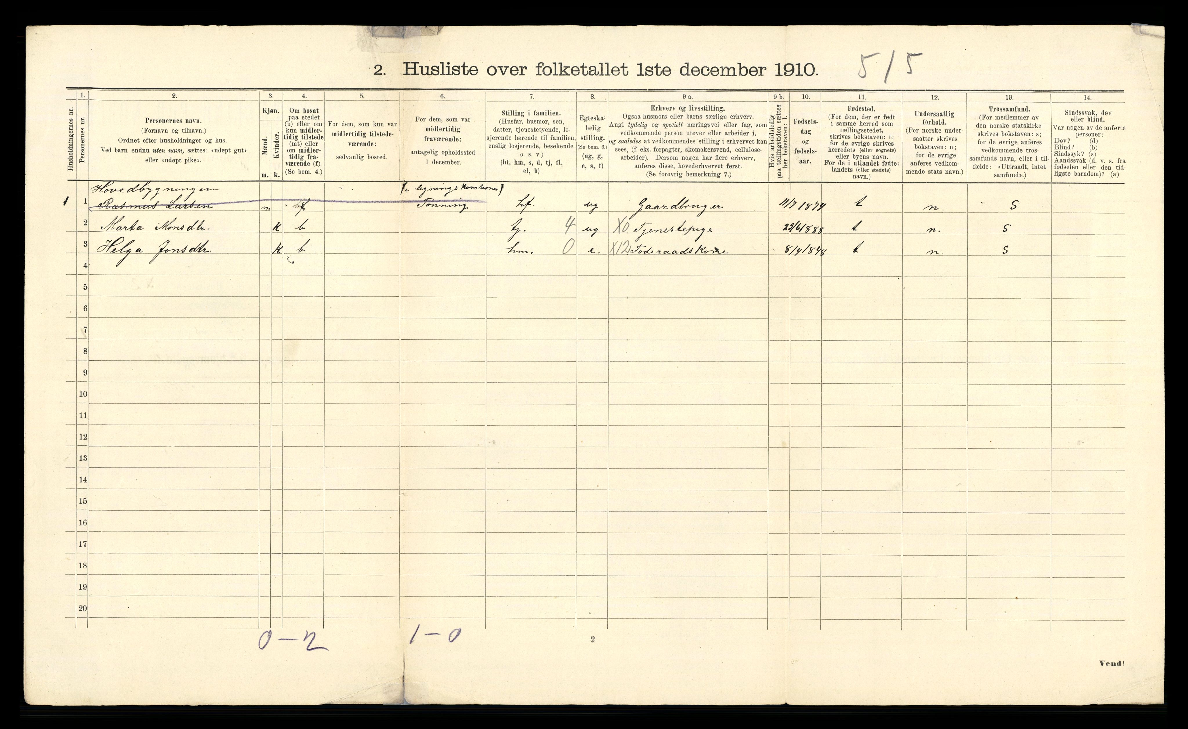 RA, 1910 census for Stryn, 1910, p. 50