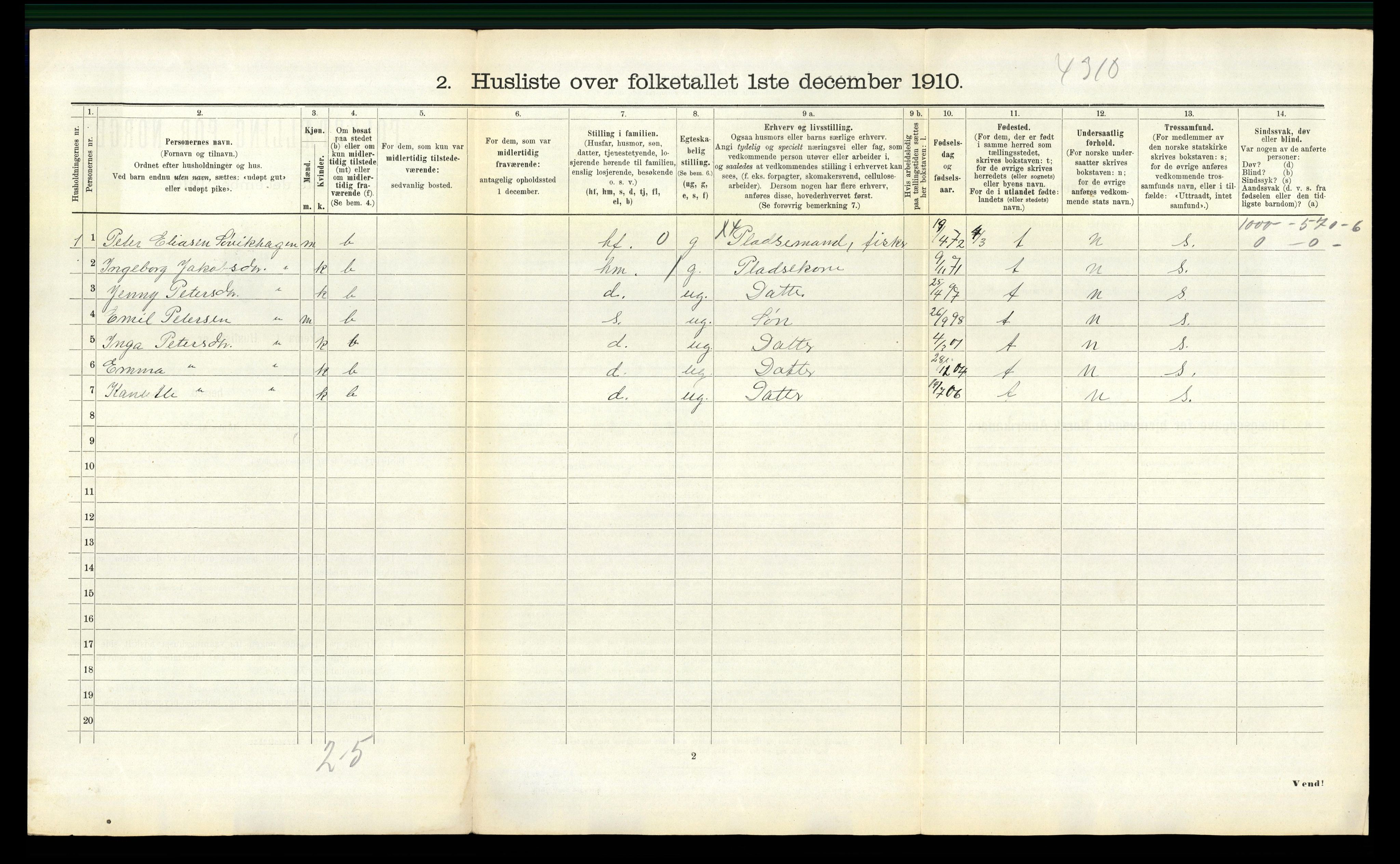 RA, 1910 census for Borgund, 1910, p. 1912