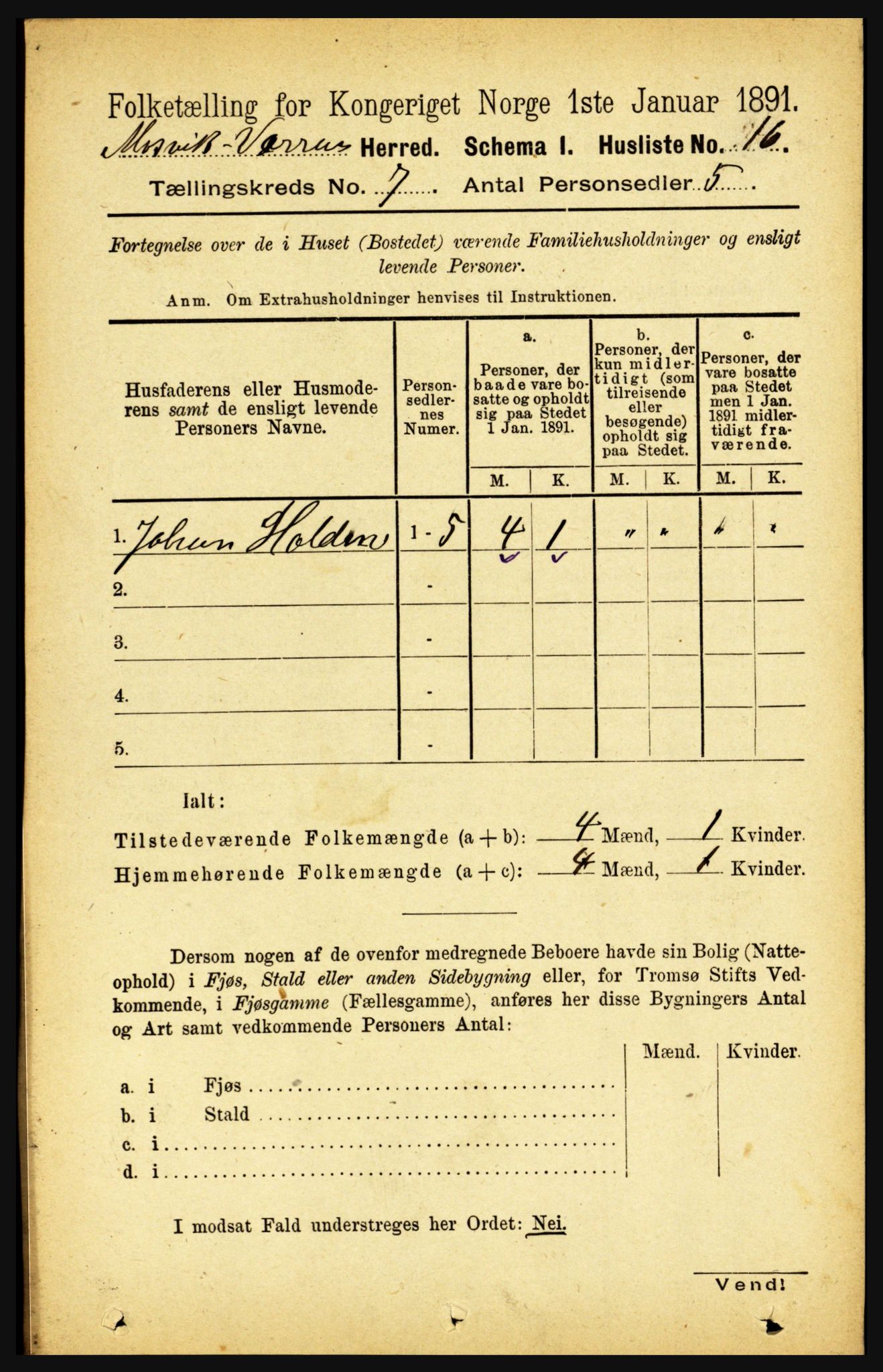 RA, 1891 census for 1723 Mosvik og Verran, 1891, p. 2865