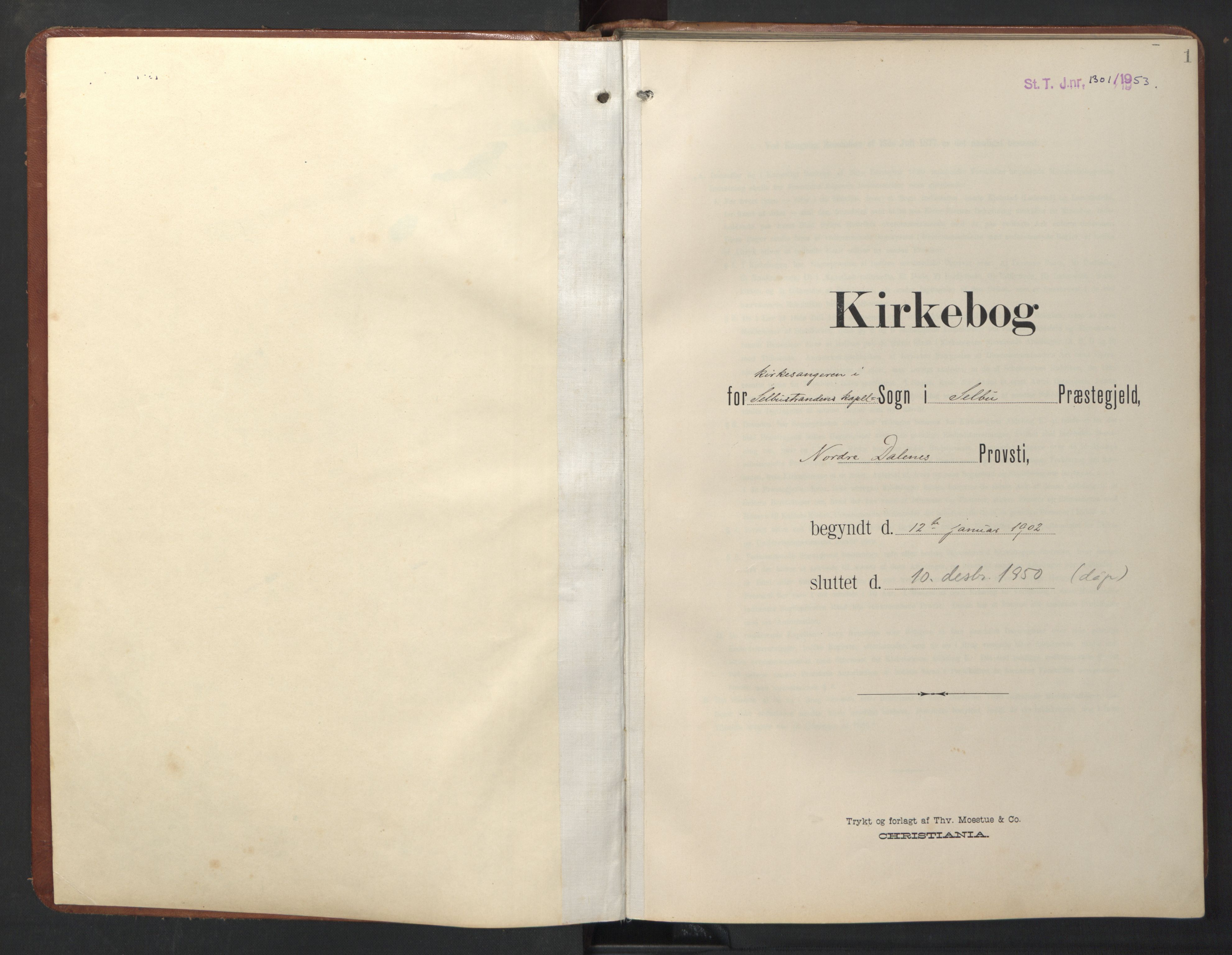 Ministerialprotokoller, klokkerbøker og fødselsregistre - Sør-Trøndelag, SAT/A-1456/696/L1161: Parish register (copy) no. 696C01, 1902-1950, p. 1