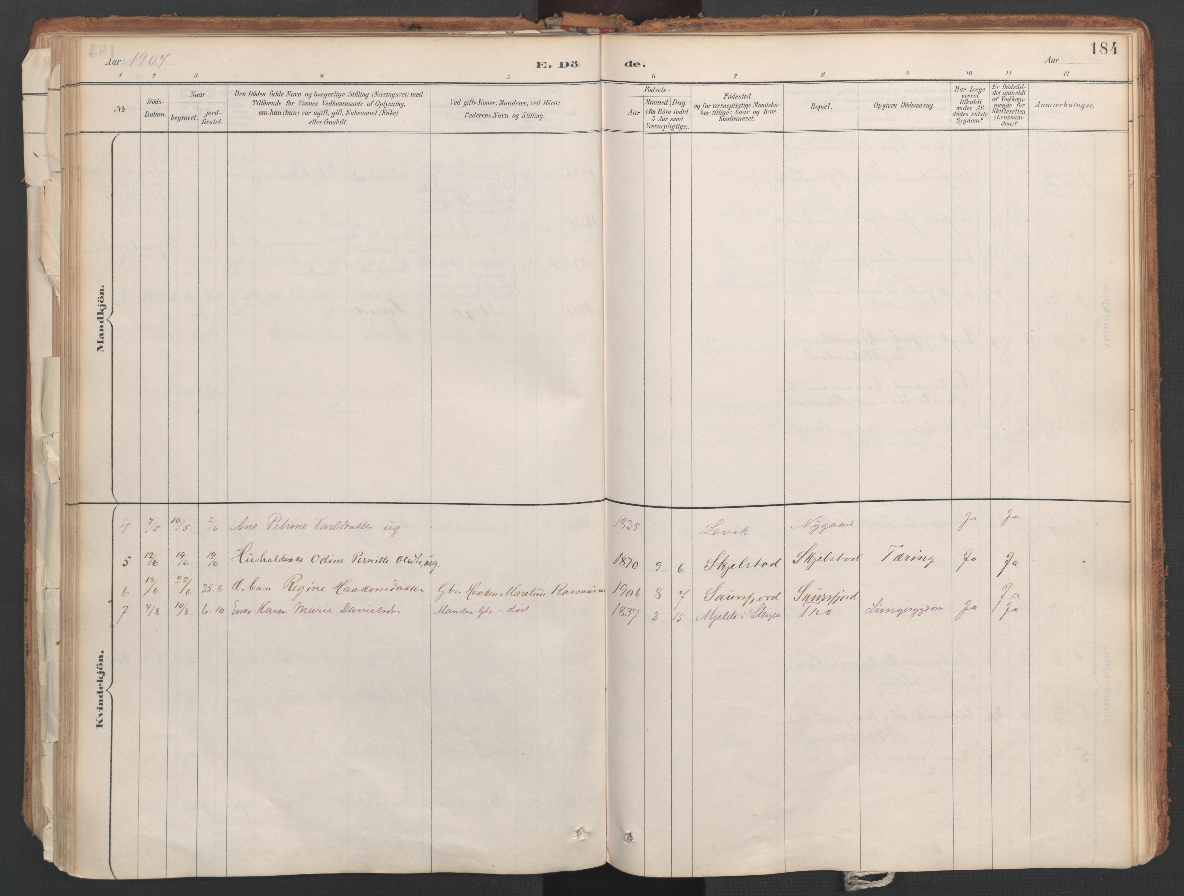 Ministerialprotokoller, klokkerbøker og fødselsregistre - Nordland, AV/SAT-A-1459/857/L0822: Parish register (official) no. 857A02, 1890-1917, p. 184