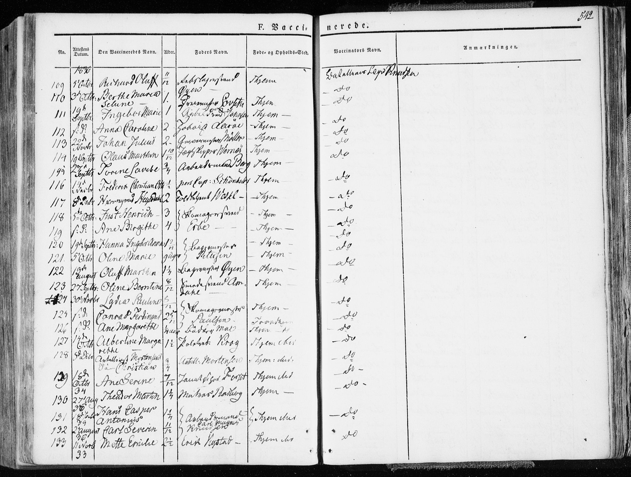 Ministerialprotokoller, klokkerbøker og fødselsregistre - Sør-Trøndelag, AV/SAT-A-1456/601/L0047: Parish register (official) no. 601A15, 1831-1839, p. 542