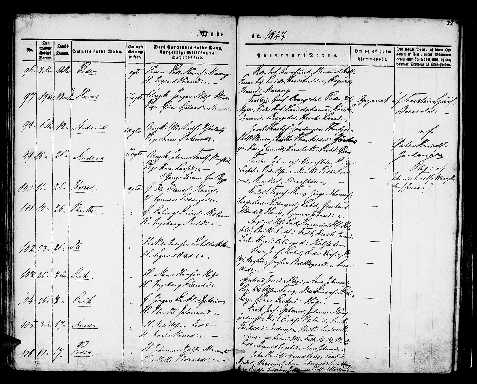 Hafslo sokneprestembete, AV/SAB-A-80301/H/Haa/Haaa/L0005: Parish register (official) no. A 5, 1834-1852, p. 77