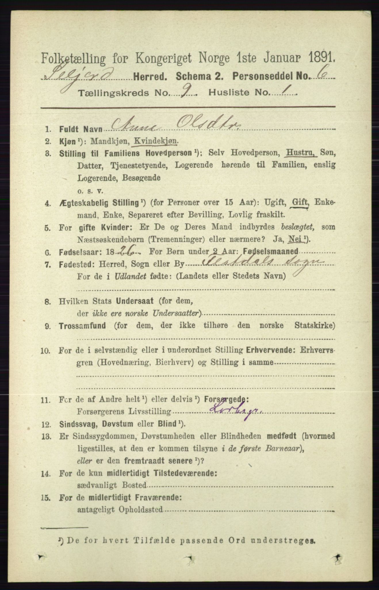 RA, 1891 census for 0828 Seljord, 1891, p. 3176