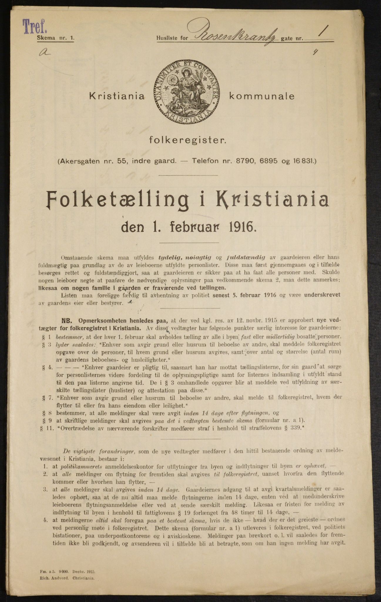 OBA, Municipal Census 1916 for Kristiania, 1916, p. 86081