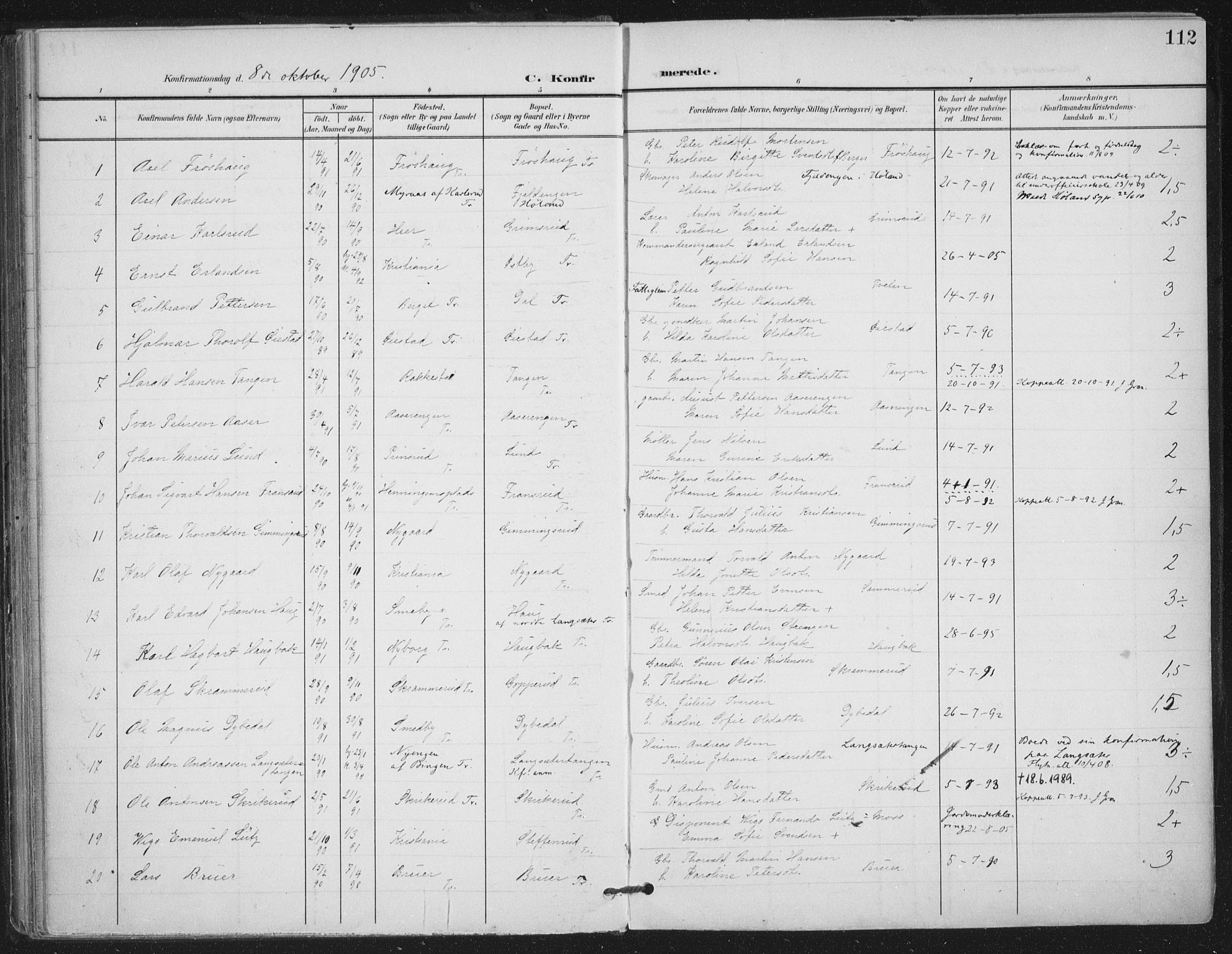 Trøgstad prestekontor Kirkebøker, AV/SAO-A-10925/F/Fa/L0011: Parish register (official) no. I 11, 1899-1919, p. 112