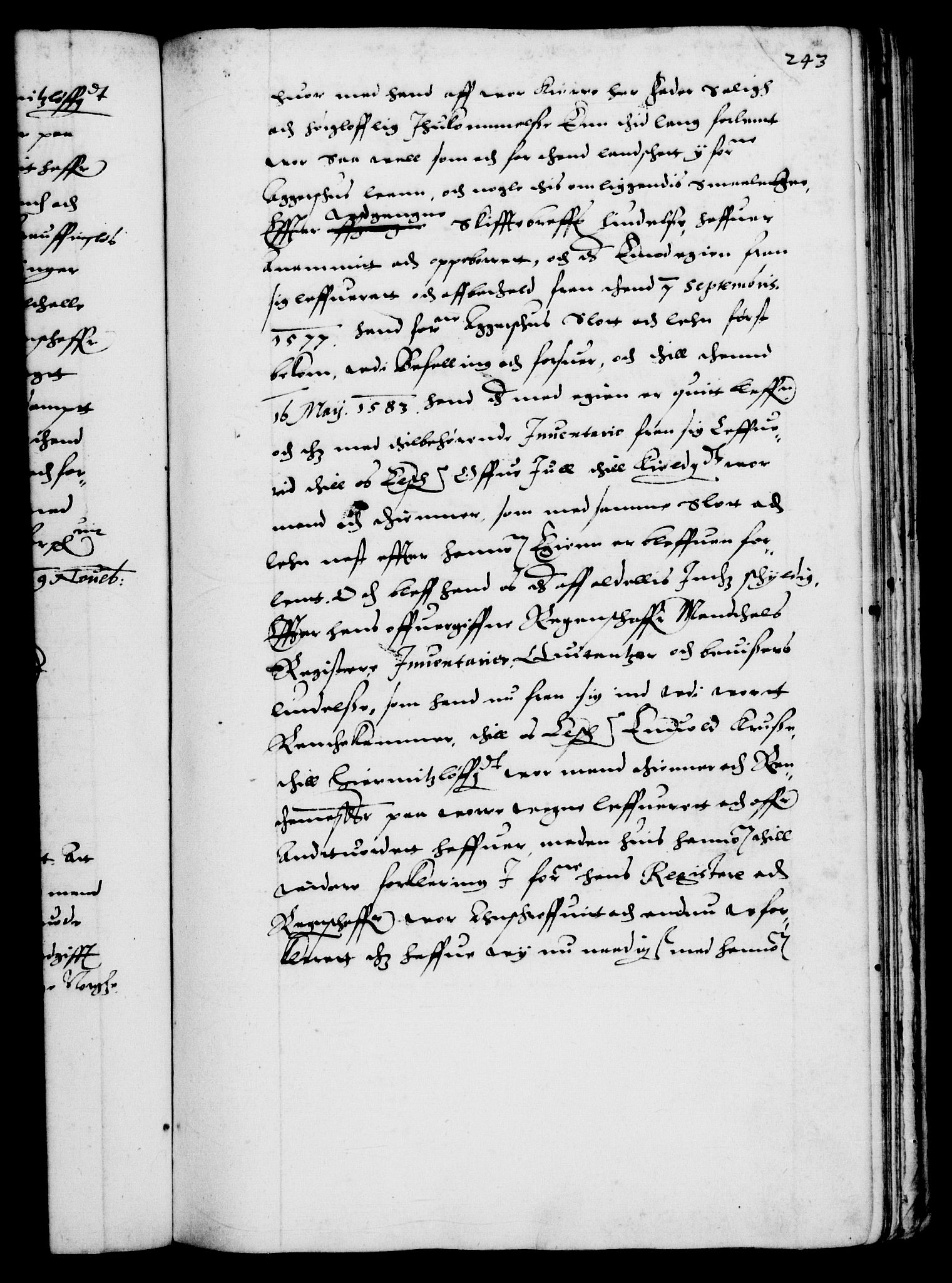 Danske Kanselli 1572-1799, AV/RA-EA-3023/F/Fc/Fca/Fcaa/L0002: Norske registre (mikrofilm), 1588-1596, p. 243a