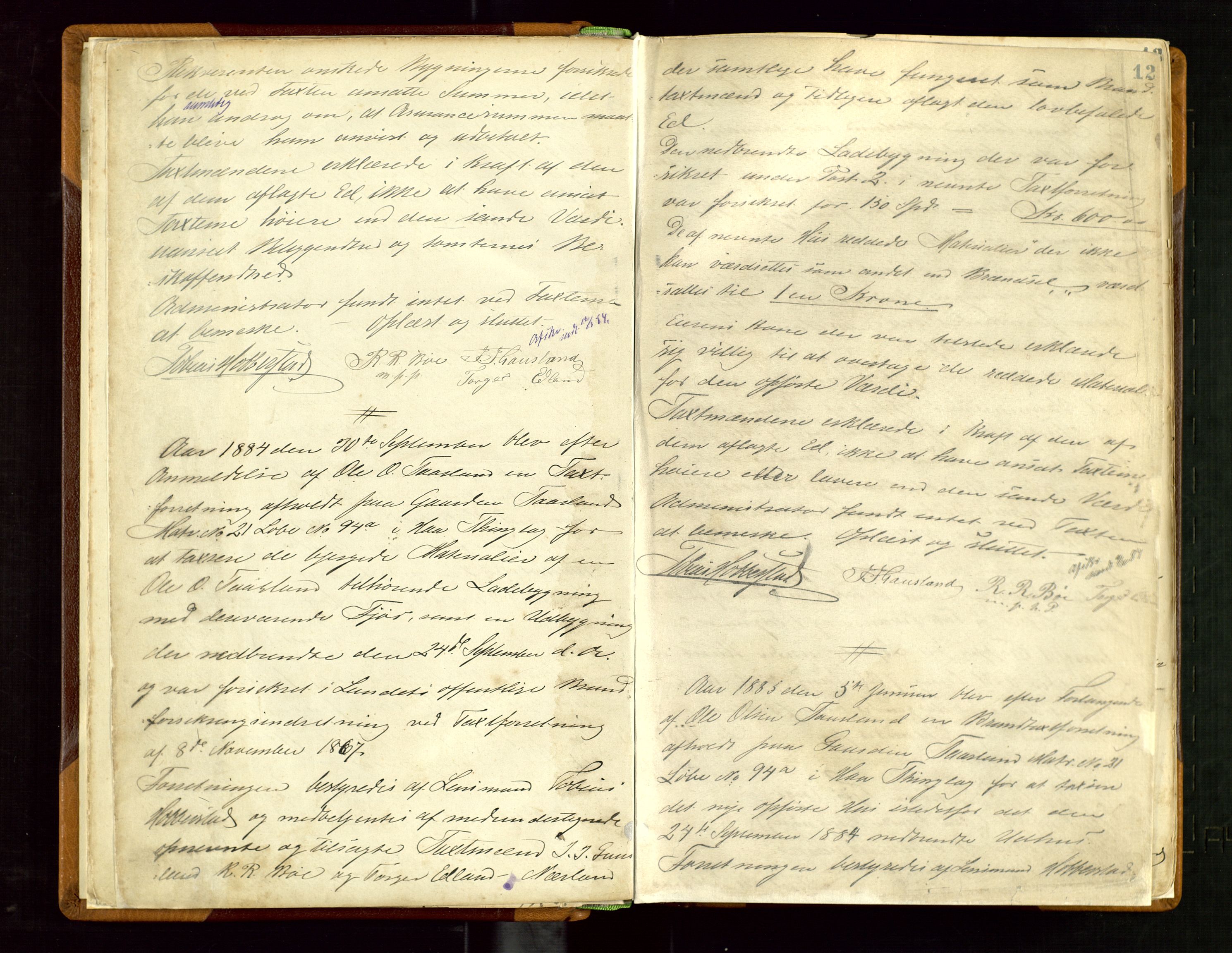 Hå lensmannskontor, AV/SAST-A-100456/Goa/L0002: Takstprotokoll, 1883-1919, p. 11b-12a