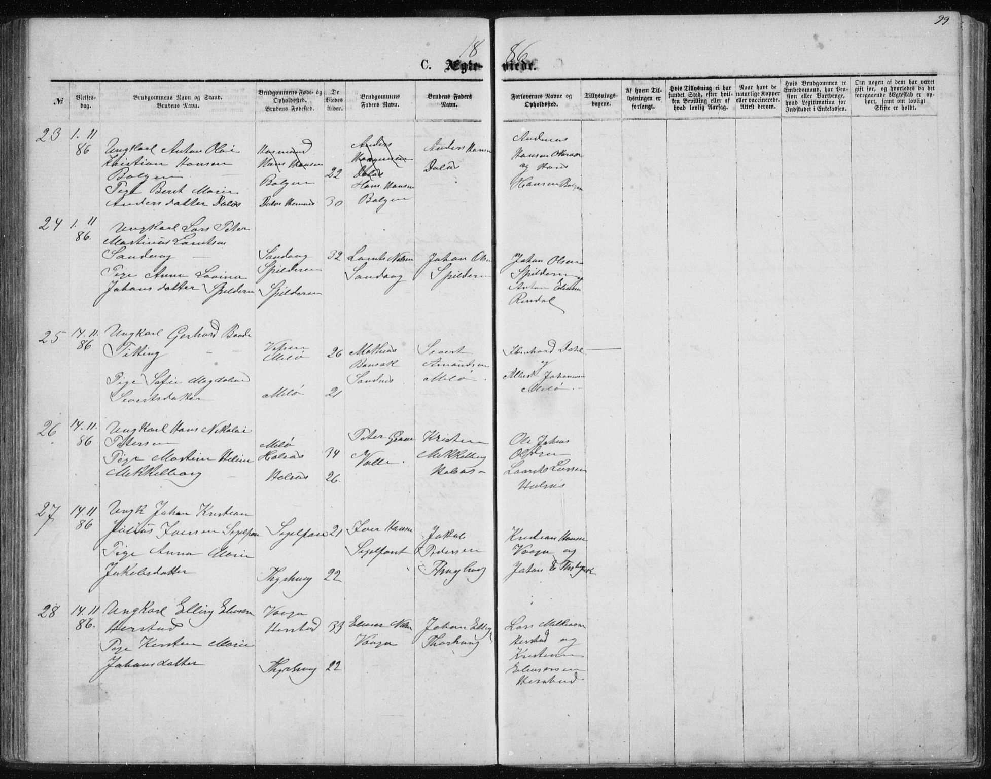 Ministerialprotokoller, klokkerbøker og fødselsregistre - Nordland, AV/SAT-A-1459/843/L0635: Parish register (copy) no. 843C04, 1872-1887, p. 99