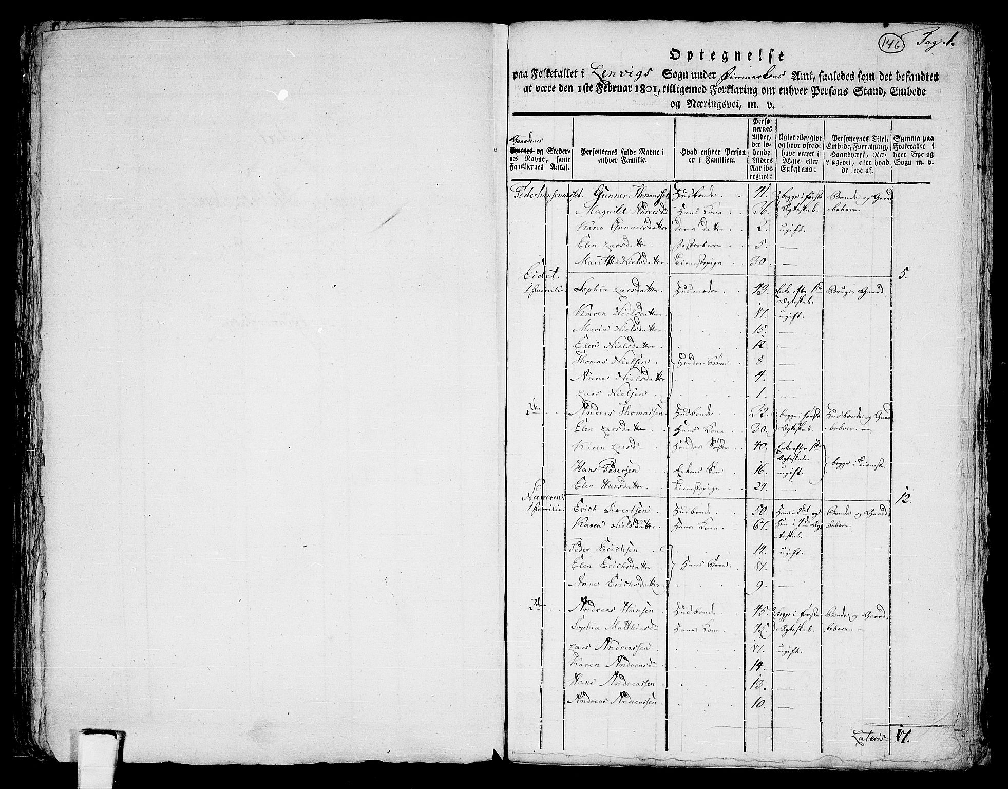 RA, 1801 census for 1931P Lenvik, 1801, p. 145b-146a