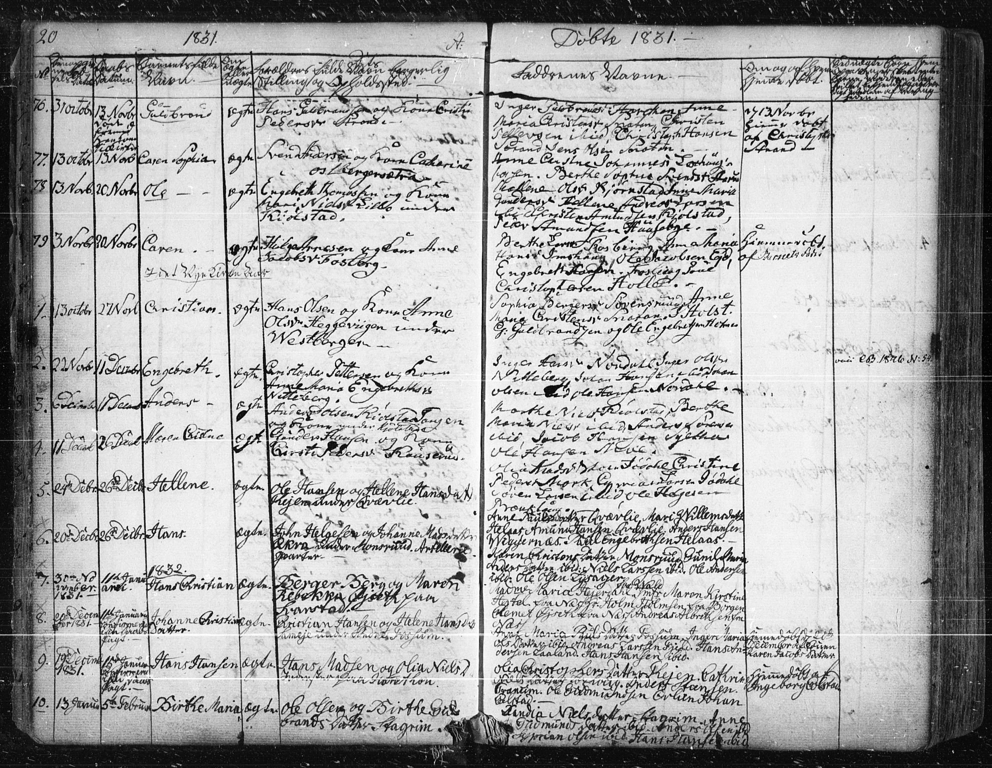 Aurskog prestekontor Kirkebøker, SAO/A-10304a/F/Fa/L0006: Parish register (official) no. I 6, 1829-1853, p. 20