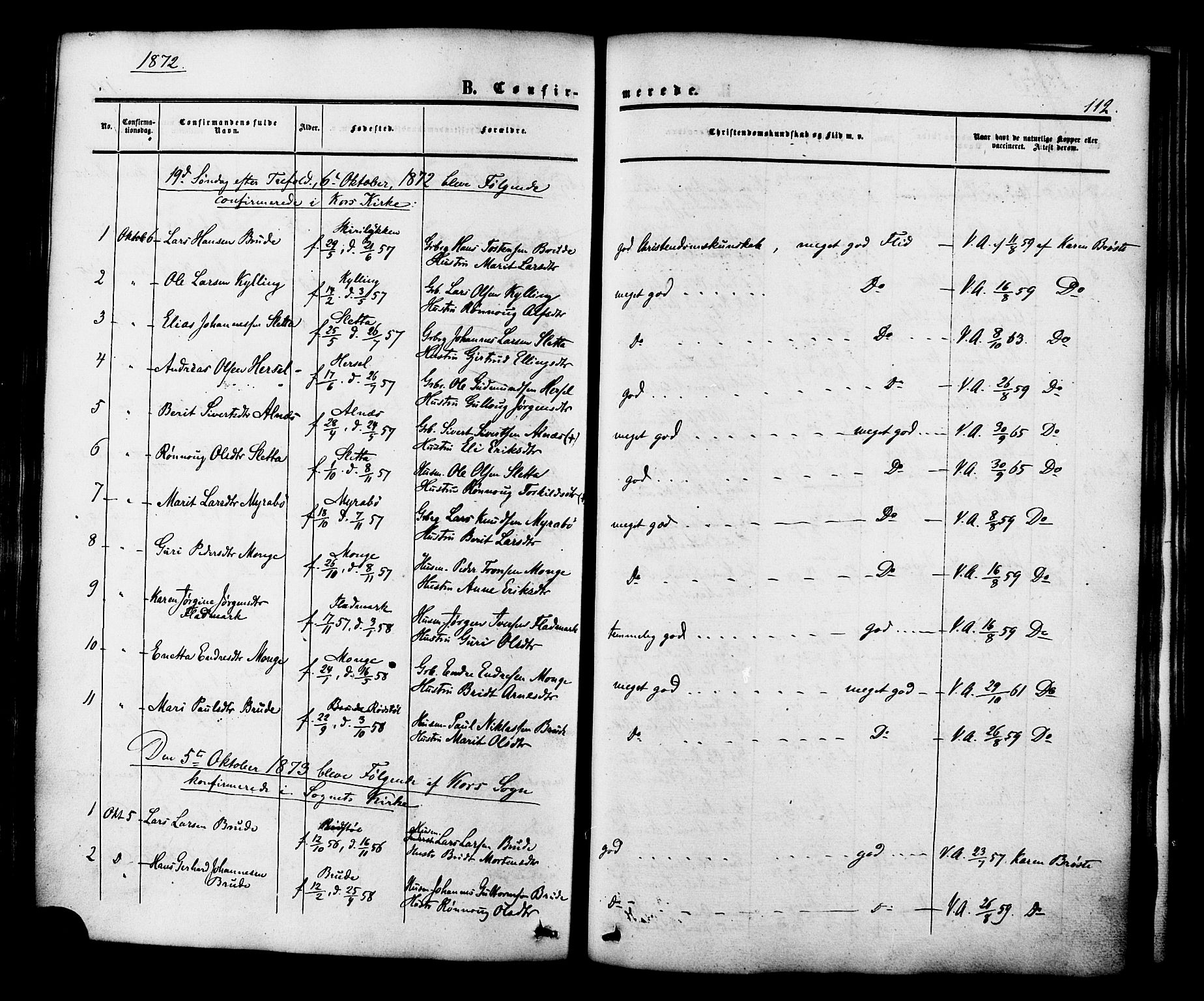 Ministerialprotokoller, klokkerbøker og fødselsregistre - Møre og Romsdal, SAT/A-1454/546/L0594: Parish register (official) no. 546A02, 1854-1882, p. 112