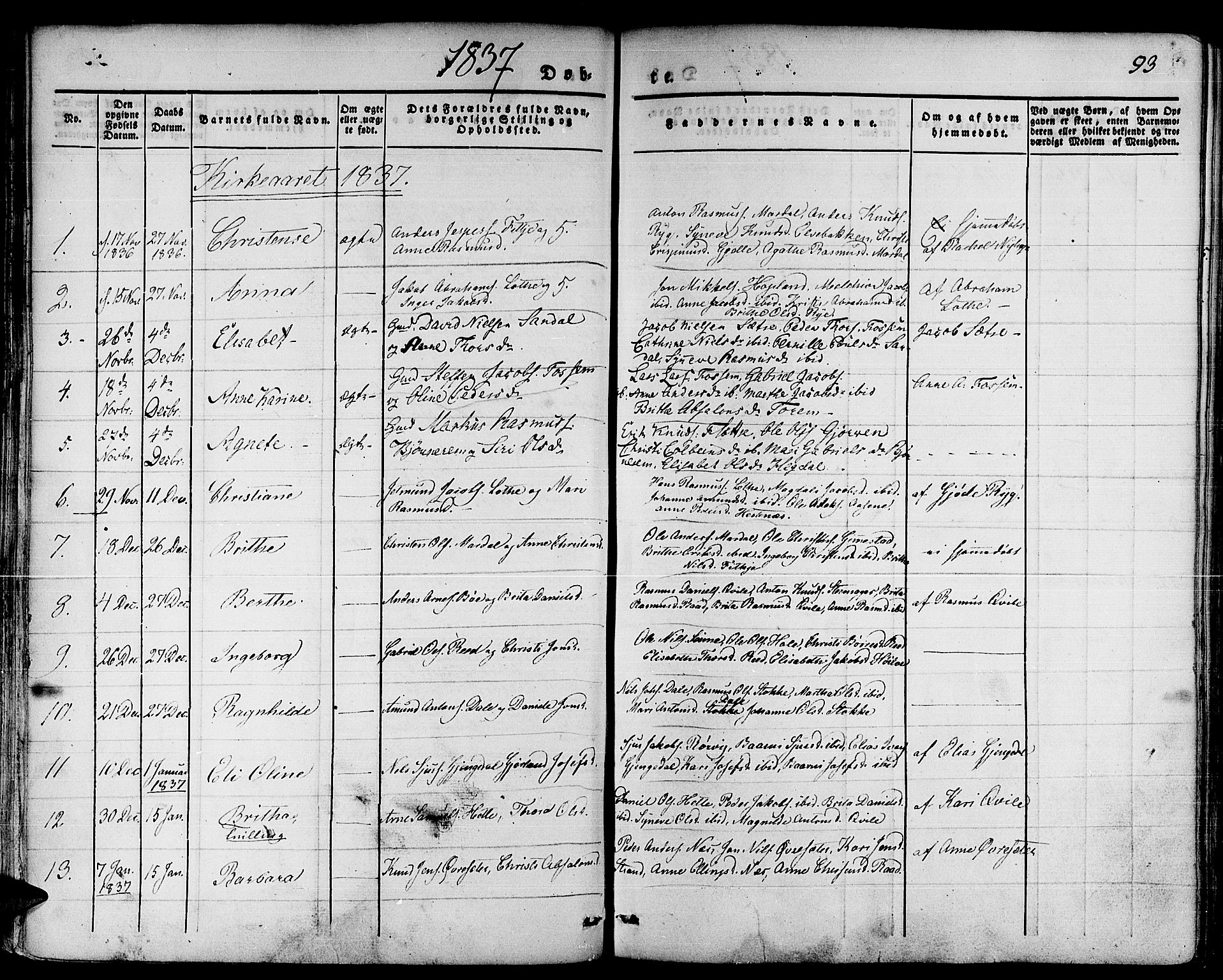 Gloppen sokneprestembete, SAB/A-80101/H/Haa/Haaa/L0007: Parish register (official) no. A 7, 1827-1837, p. 93