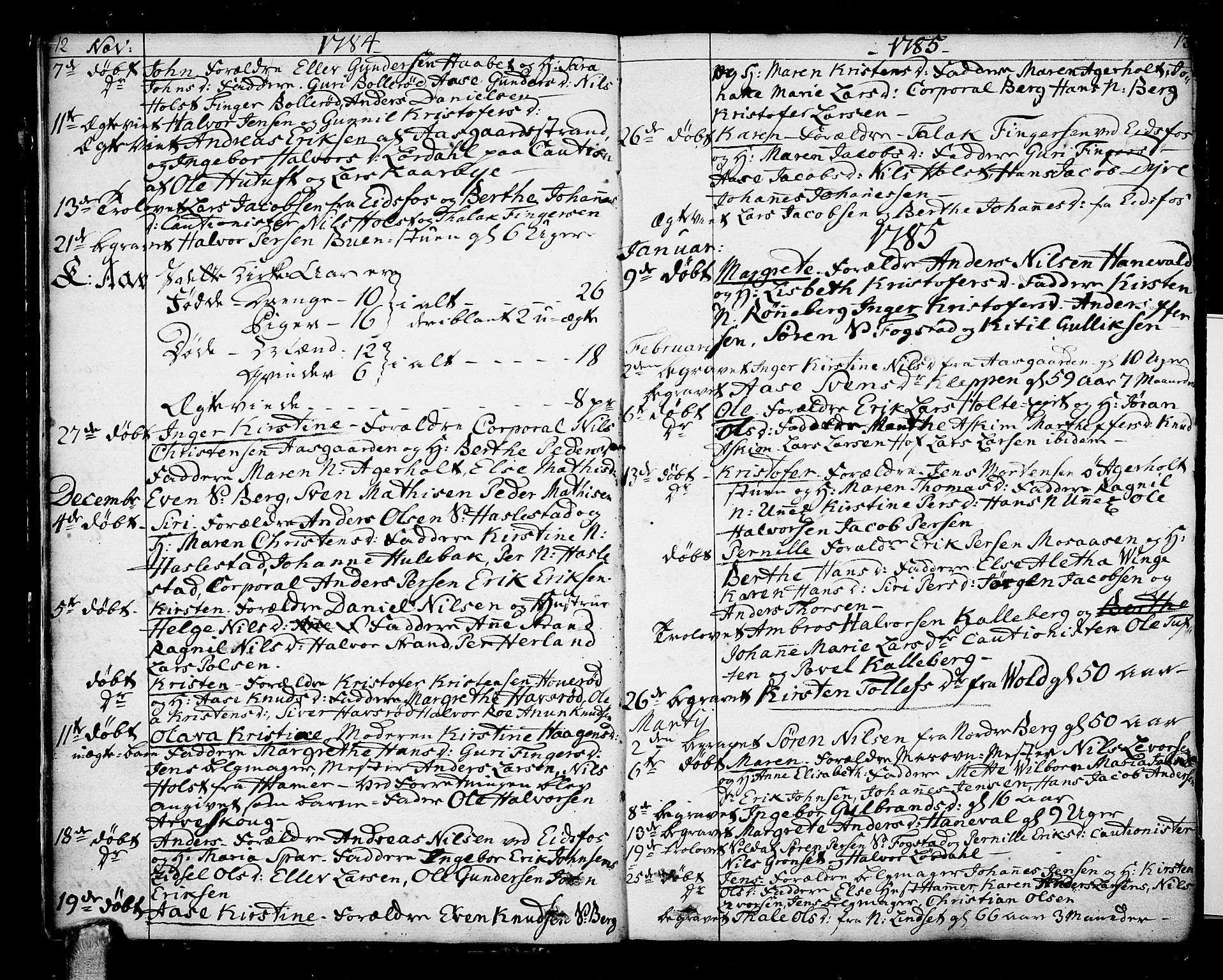 Hof kirkebøker, AV/SAKO-A-64/F/Fa/L0003: Parish register (official) no. I 3, 1782-1814, p. 12-13