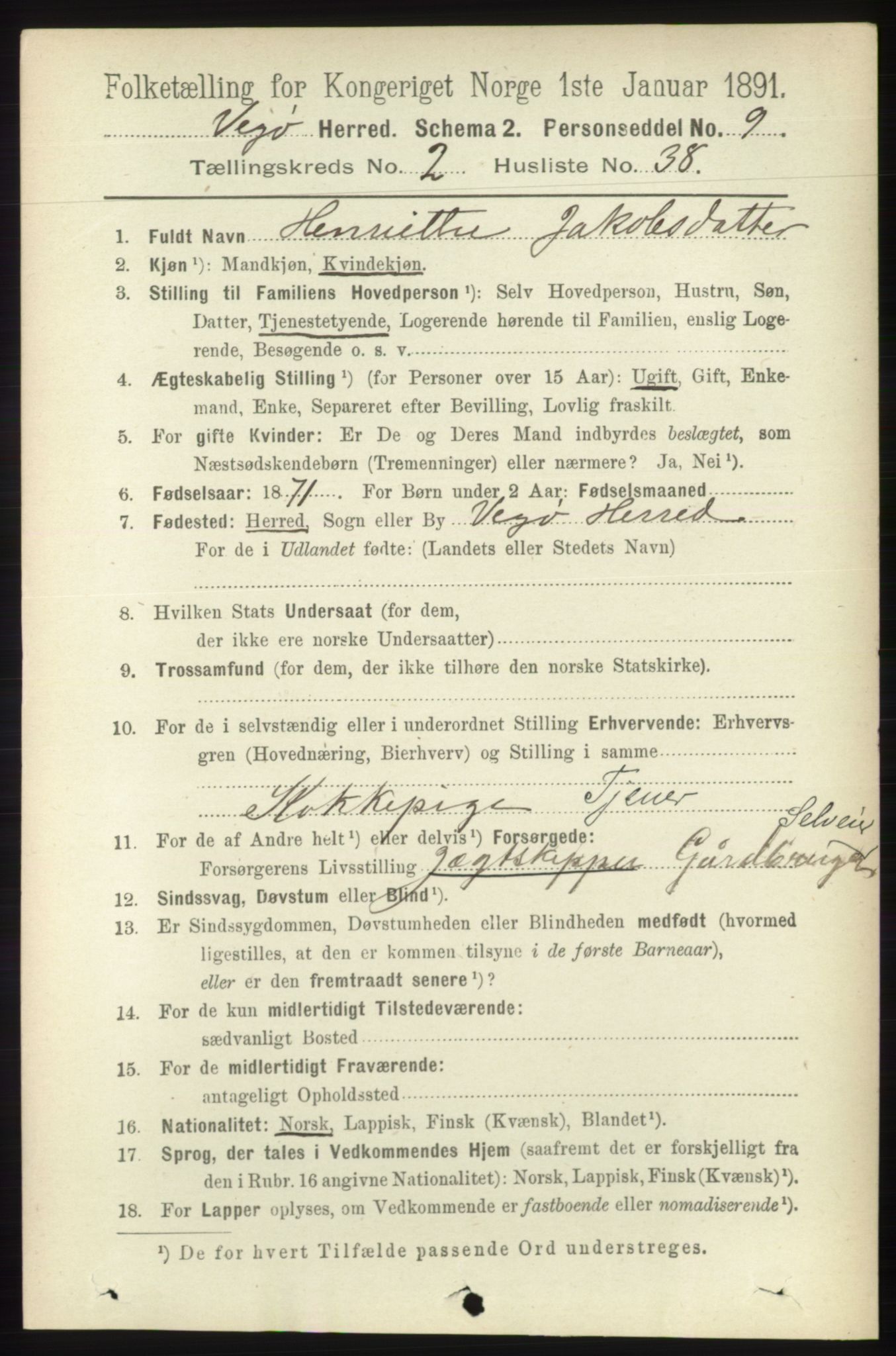 RA, 1891 census for 1815 Vega, 1891, p. 849