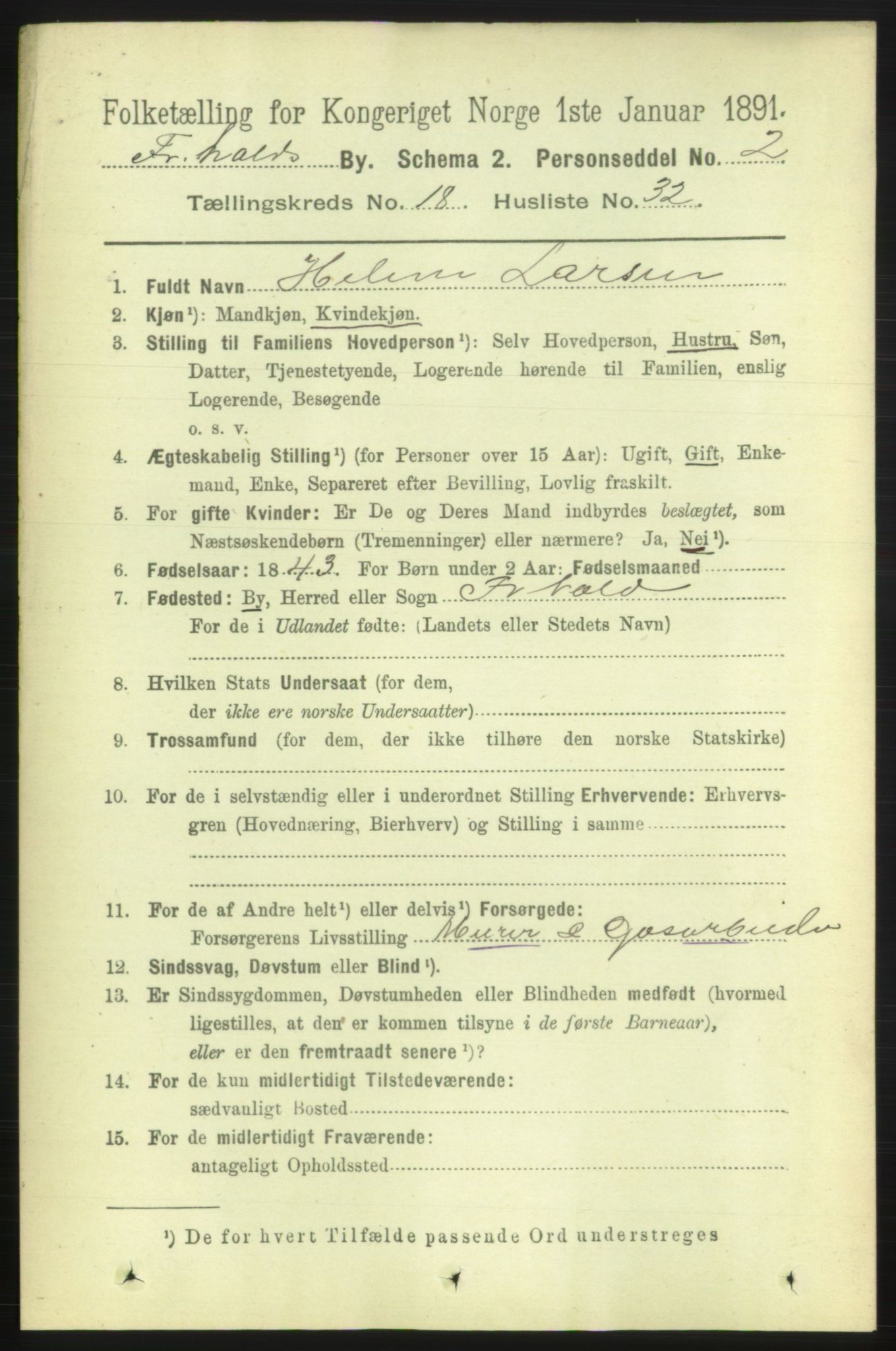 RA, 1891 census for 0101 Fredrikshald, 1891, p. 11817