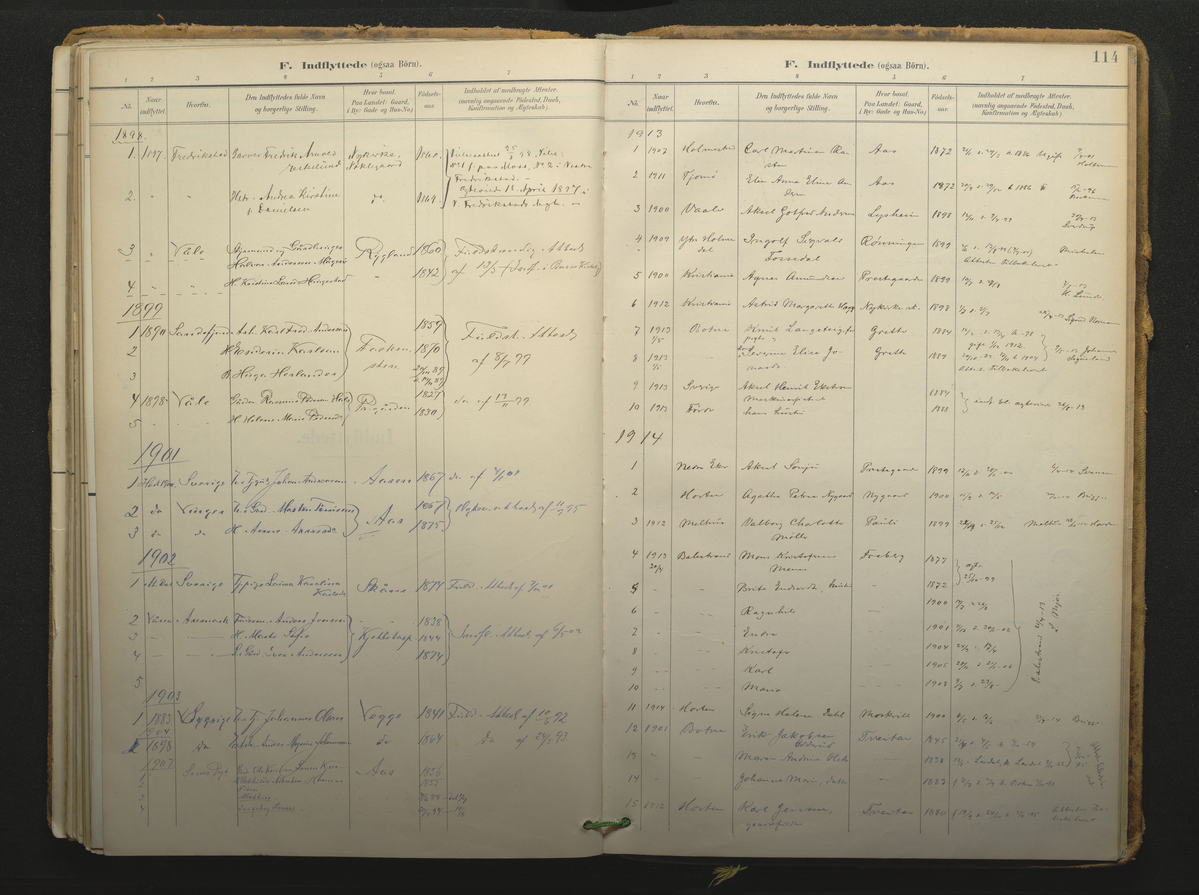 Borre kirkebøker, AV/SAKO-A-338/F/Fc/L0003: Parish register (official) no. III 3, 1896-1919, p. 114