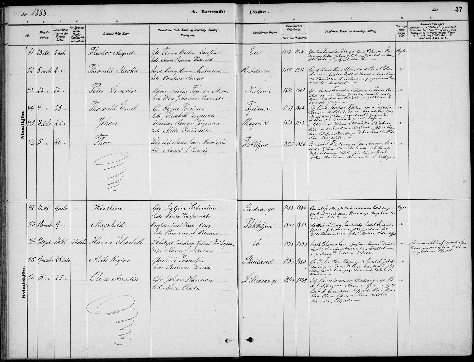 Flekkefjord sokneprestkontor, SAK/1111-0012/F/Fb/Fbc/L0007: Parish register (copy) no. B 7, 1880-1902, p. 57