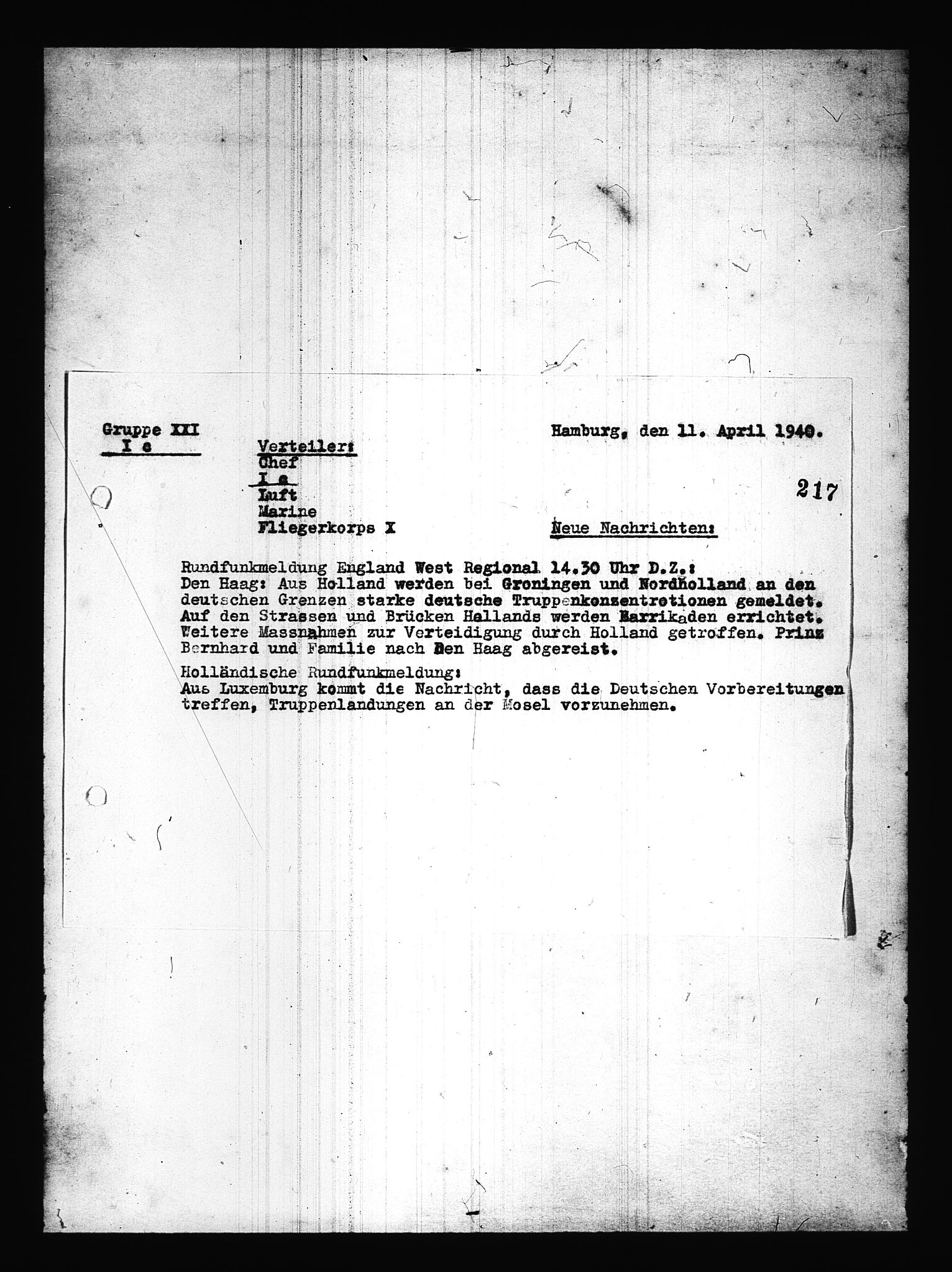 Documents Section, AV/RA-RAFA-2200/V/L0085: Amerikansk mikrofilm "Captured German Documents".
Box No. 724.  FKA jnr. 615/1954., 1940-1941, p. 35