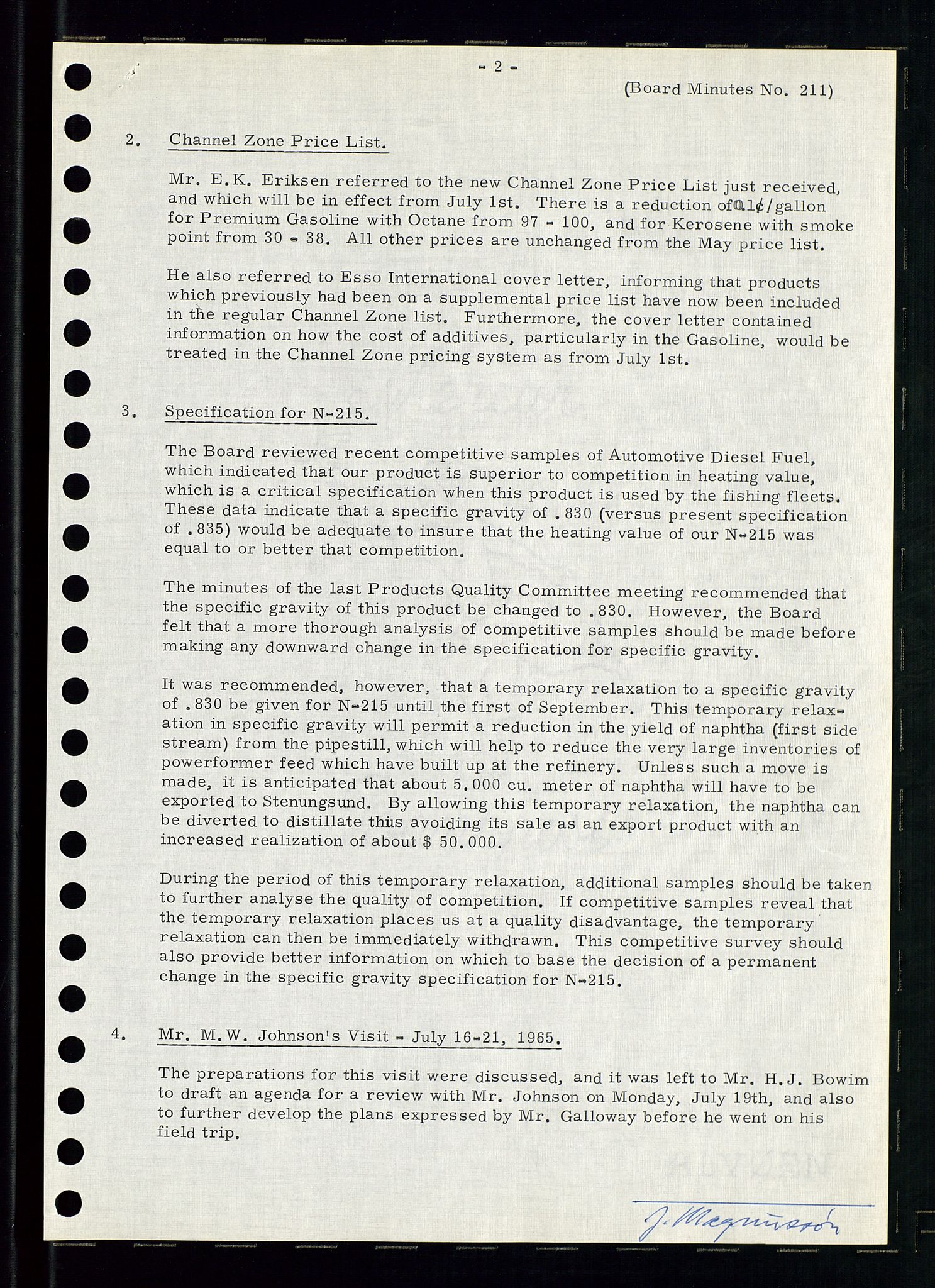 Pa 0982 - Esso Norge A/S, AV/SAST-A-100448/A/Aa/L0002/0001: Den administrerende direksjon Board minutes (styrereferater) / Den administrerende direksjon Board minutes (styrereferater), 1965, p. 88