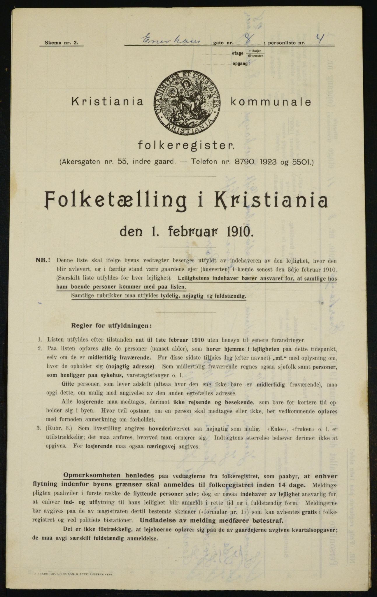 OBA, Municipal Census 1910 for Kristiania, 1910, p. 19735