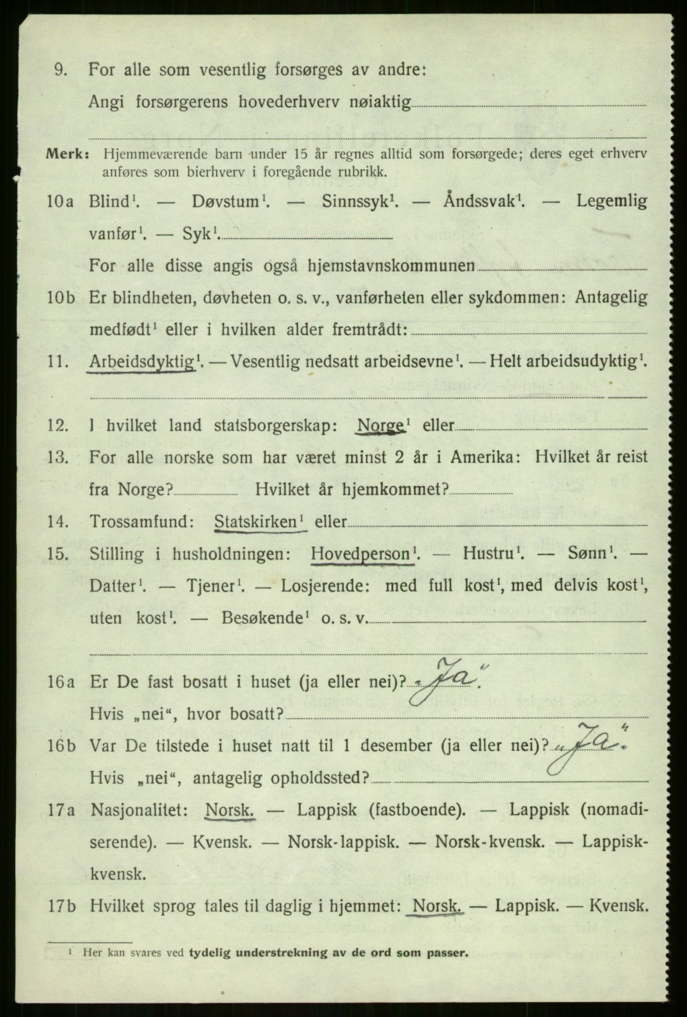 SATØ, 1920 census for Berg, 1920, p. 2441