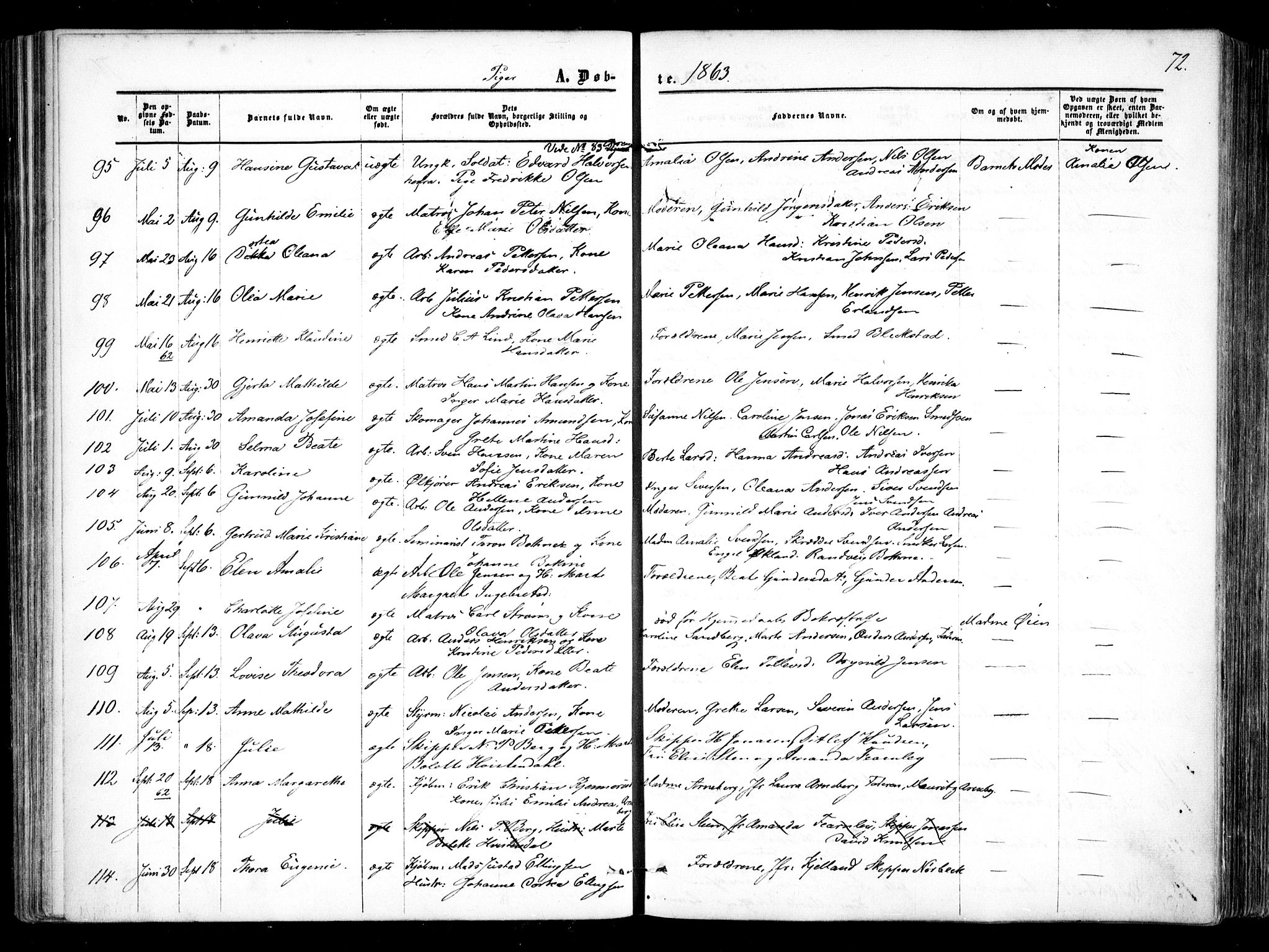 Halden prestekontor Kirkebøker, AV/SAO-A-10909/F/Fa/L0007: Parish register (official) no. I 7, 1857-1865, p. 72