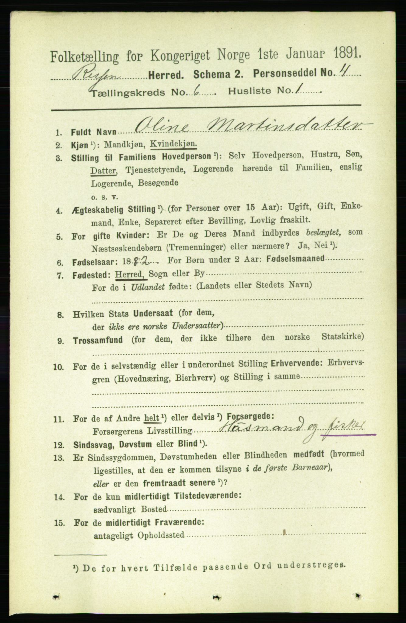 RA, 1891 census for 1624 Rissa, 1891, p. 3305