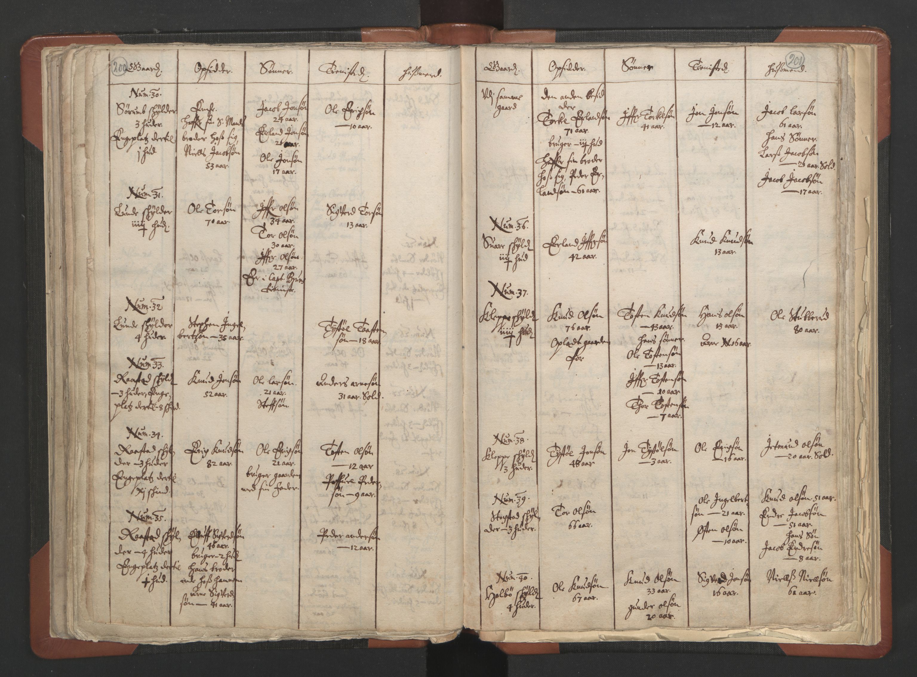 RA, Vicar's Census 1664-1666, no. 6: Gudbrandsdal deanery, 1664-1666, p. 200-201